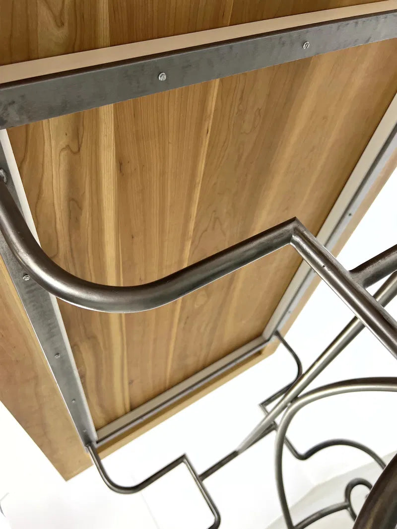 FRENCH BAKER’S STYLE DINING TABLE WITH DECORATIVE STEEL BASE