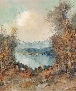 LANDSCAPE WITH VIEW OF LAKE BY WILLI BAUER (1980s)