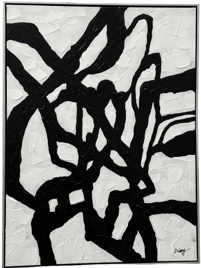 BLACK AND WHITE ABSTRACT IN THE MANNER OF FRANZ KLINE (1970s)
