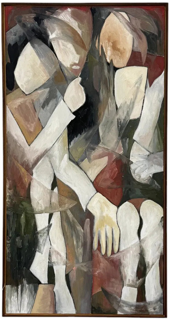 MONUMENTAL OIL WITH ABSTRACT FIGURES SIGNED “ALANNA” (1990s)