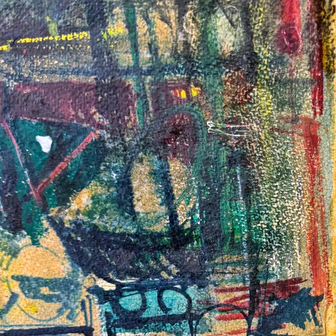 MIXED MEDIA HARBOR SCENE BY ELIANE ADINGRA (1964)