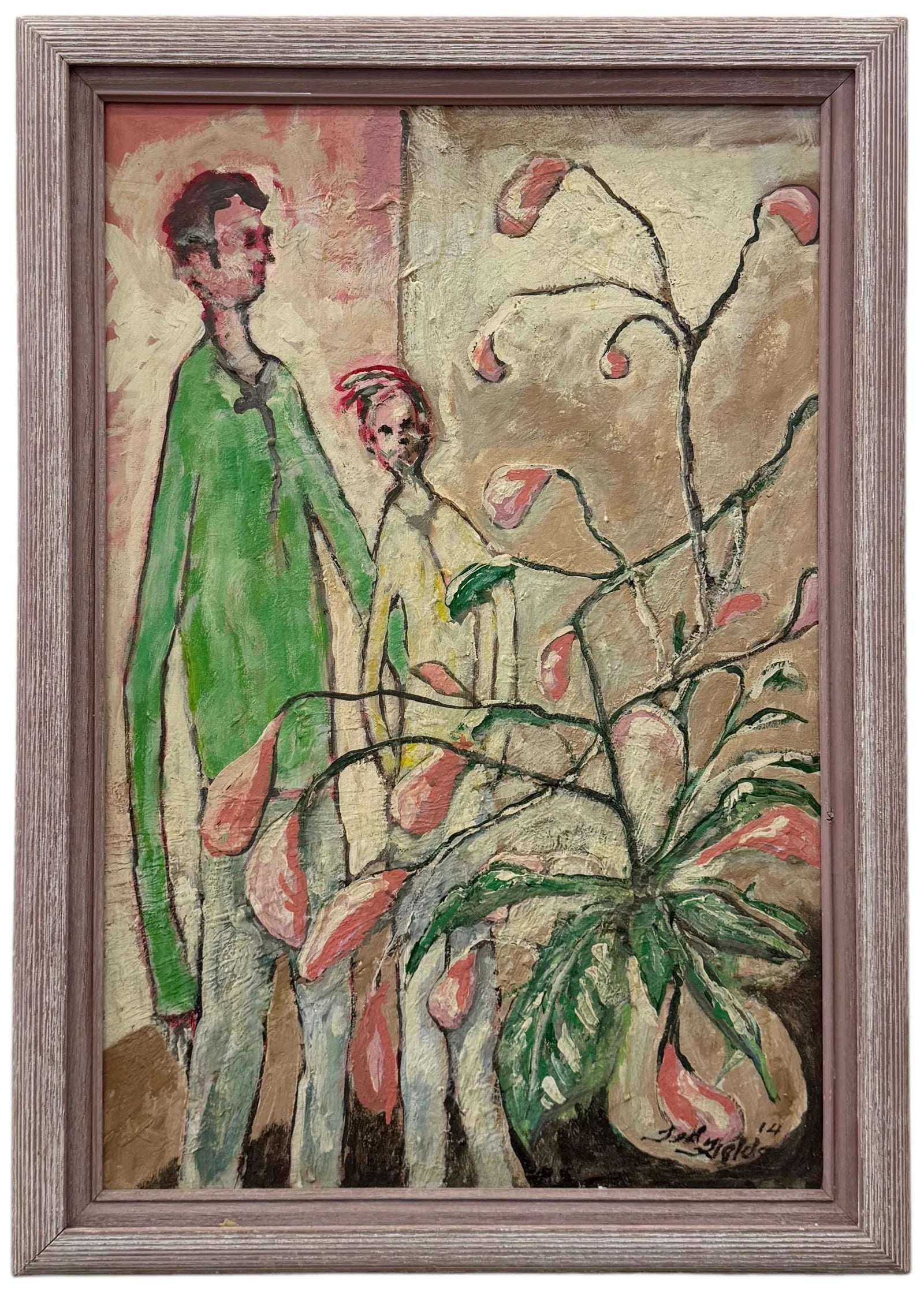 MODERNIST INTERIOR WITH FIGURES AND HOUSEPLANT BY TED FIELDS (2014)