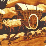 PASTORAL SCENE WITH OXCARTS AND RAFTS BY UNKNOWN BATIK ARTIST