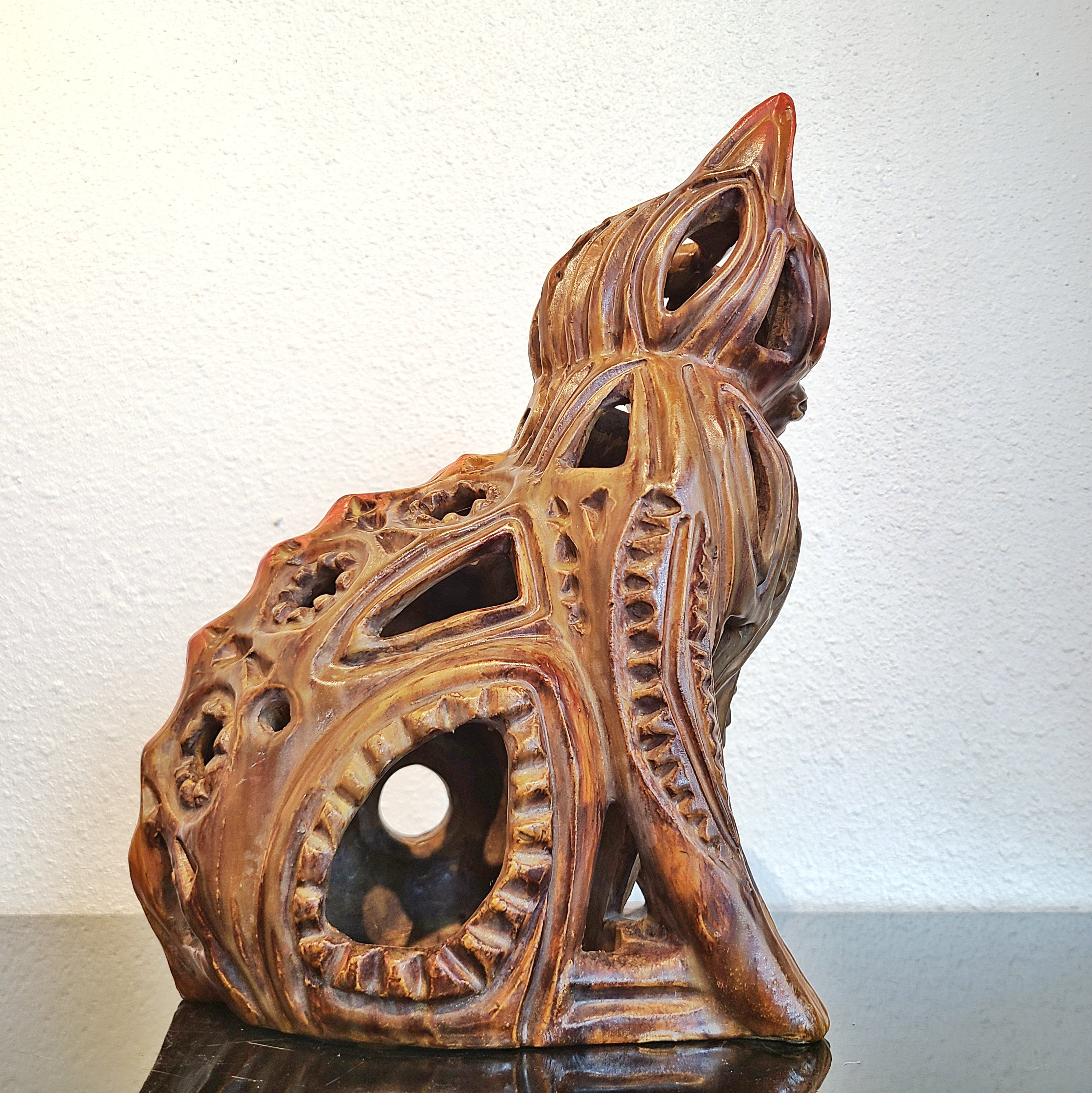 LARGE ABSTRACT CAT SCULPTURE BY ALVINO BAGNI (ITALY)