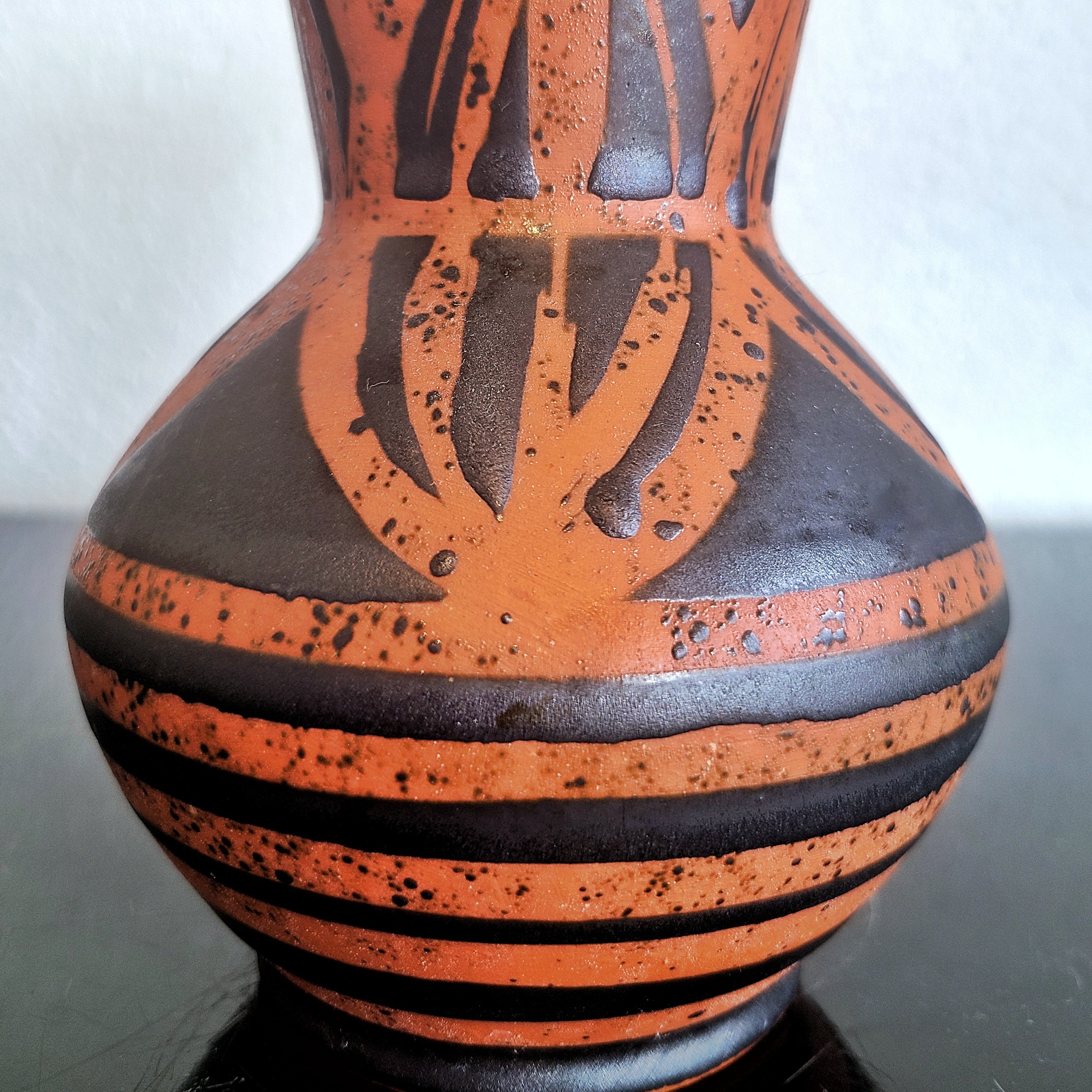 RUST ORANGE ‘ANKARA’ FUNNEL-MOUTH VASE BY HELMUT SCHOLTIS FOR CARSTENS