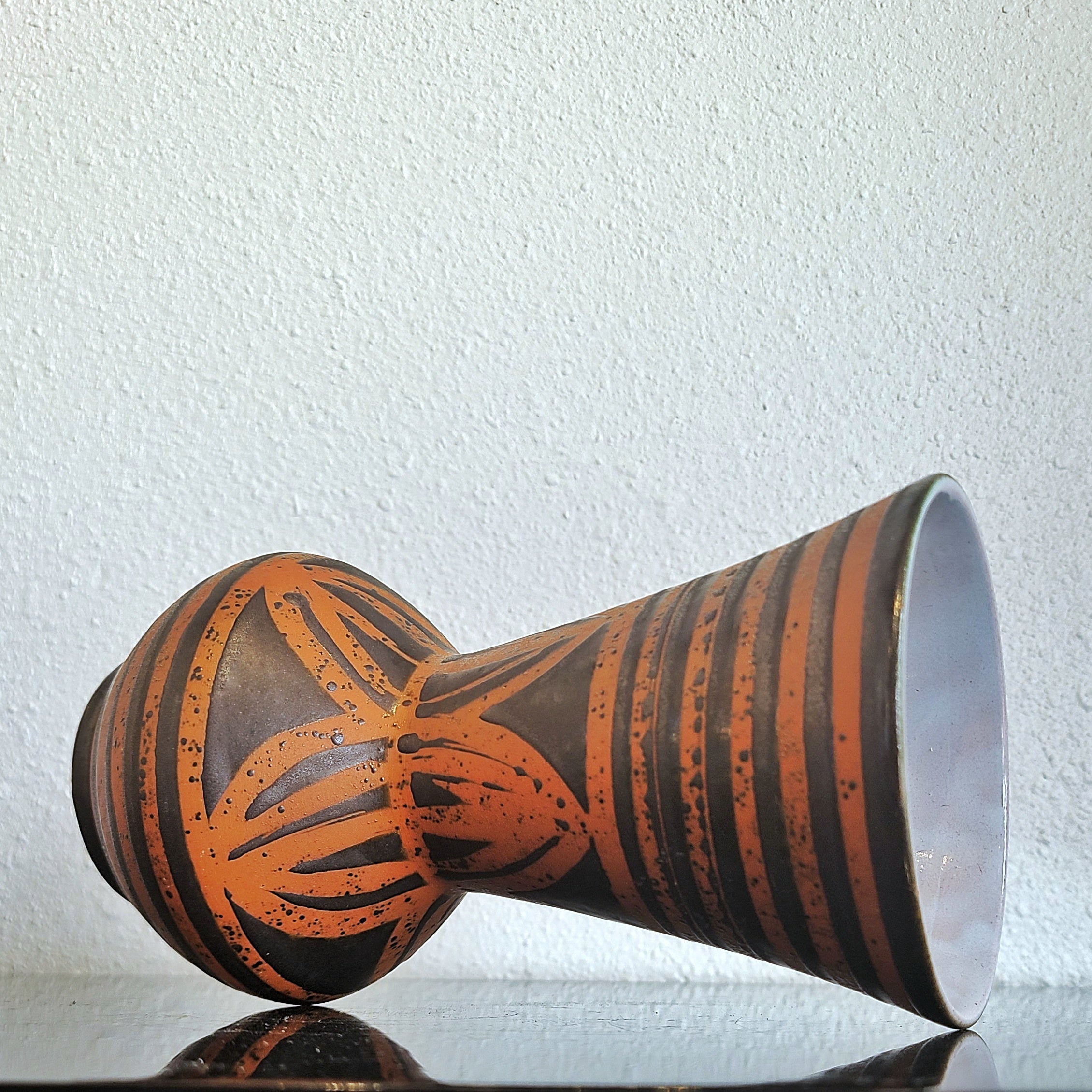 RUST ORANGE ‘ANKARA’ FUNNEL-MOUTH VASE BY HELMUT SCHOLTIS FOR CARSTENS