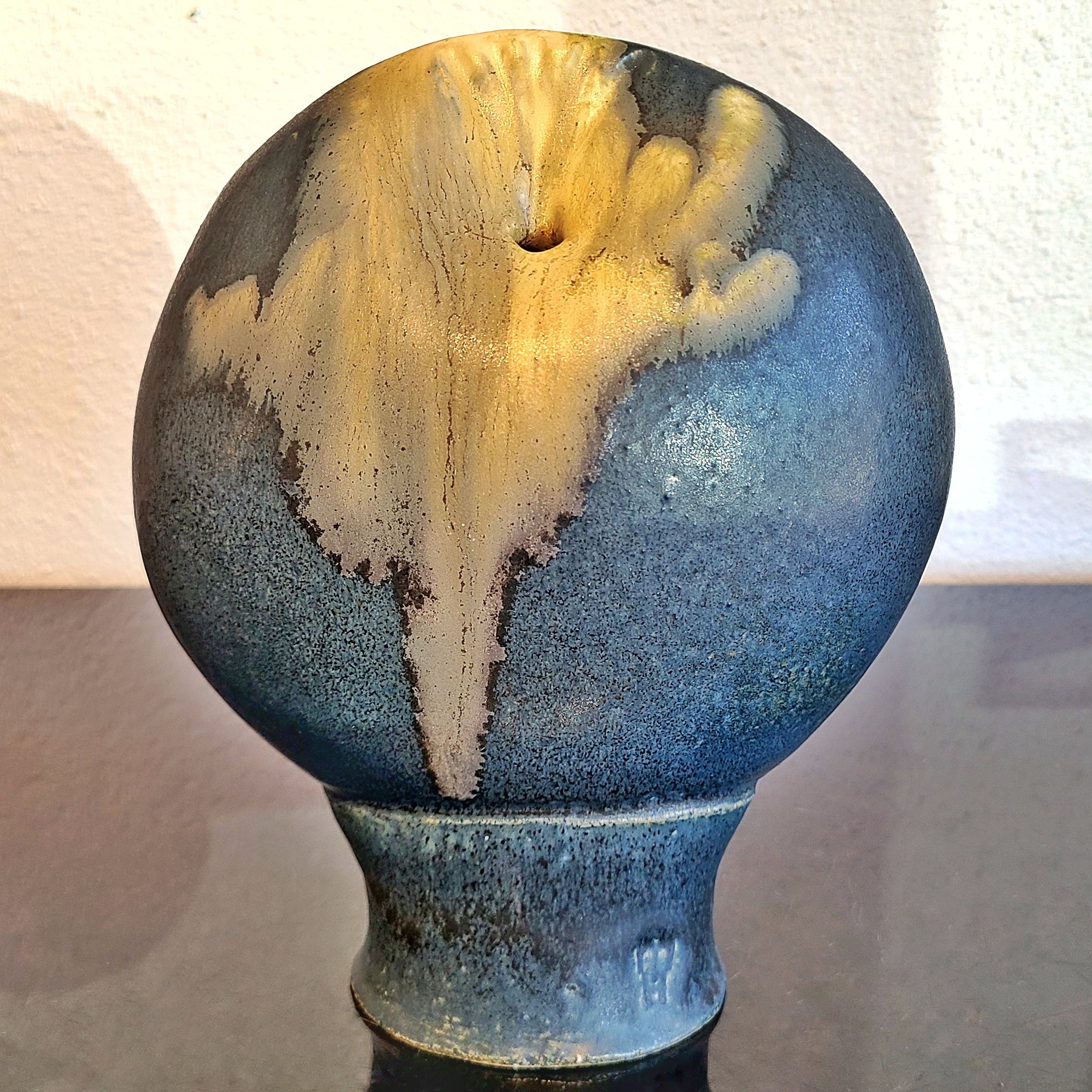 STUDIO POTTERY DOUBLE BUD VASE MARKED “MH”