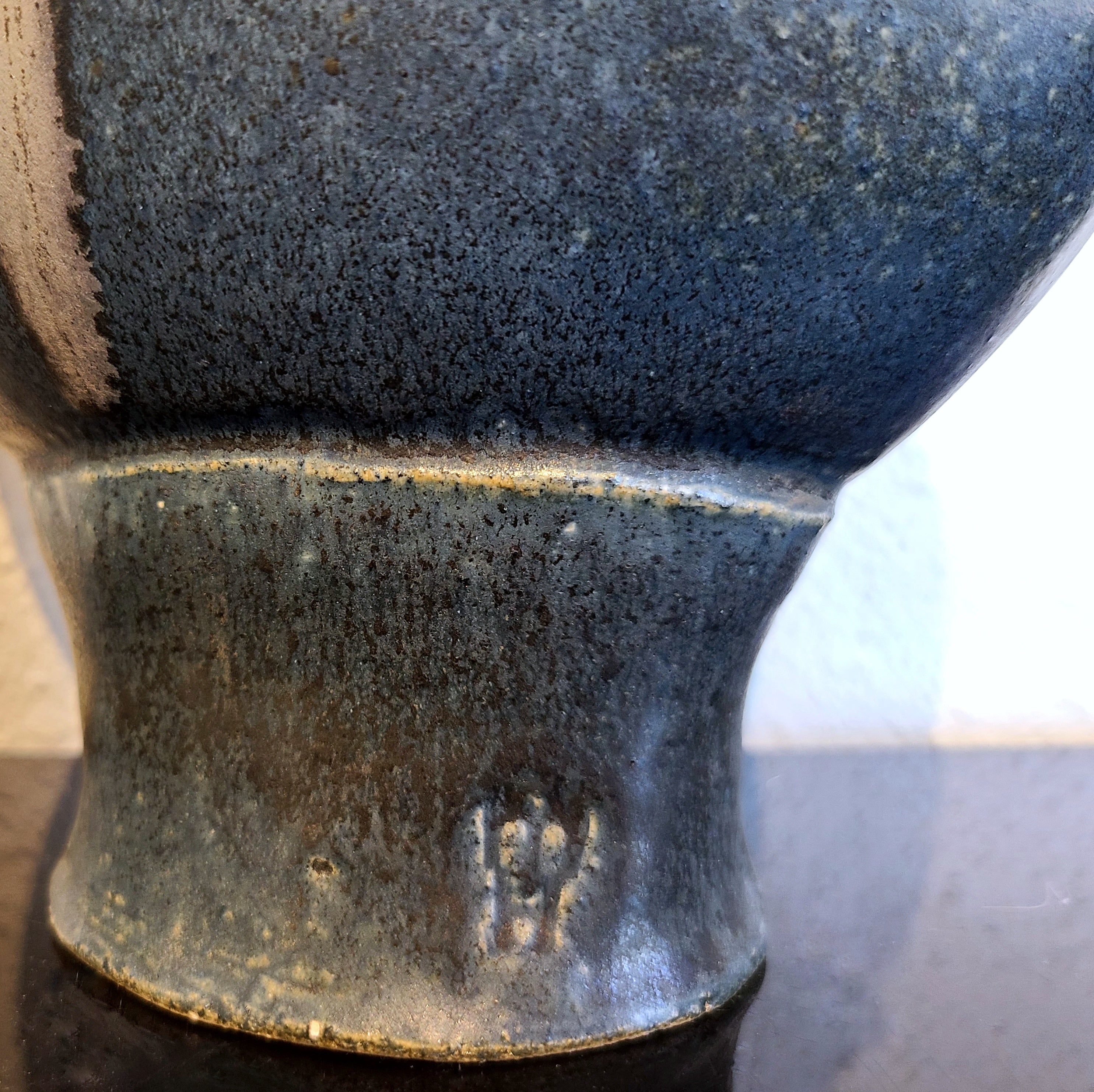 STUDIO POTTERY DOUBLE BUD VASE MARKED “MH”