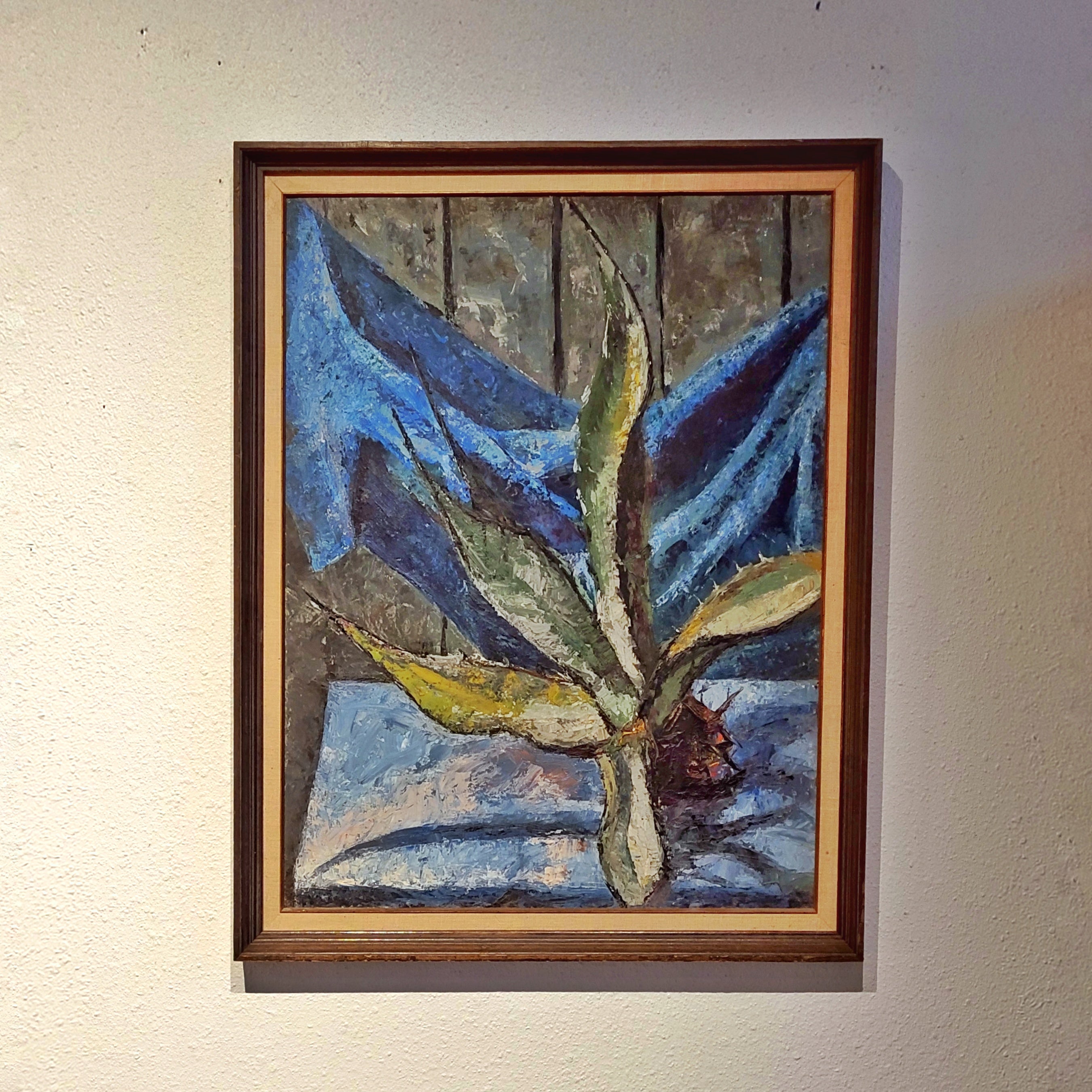 JOHN BAGGETT IMPASTO OIL ON MASONITE  STILL LIFE WITH YUCCA