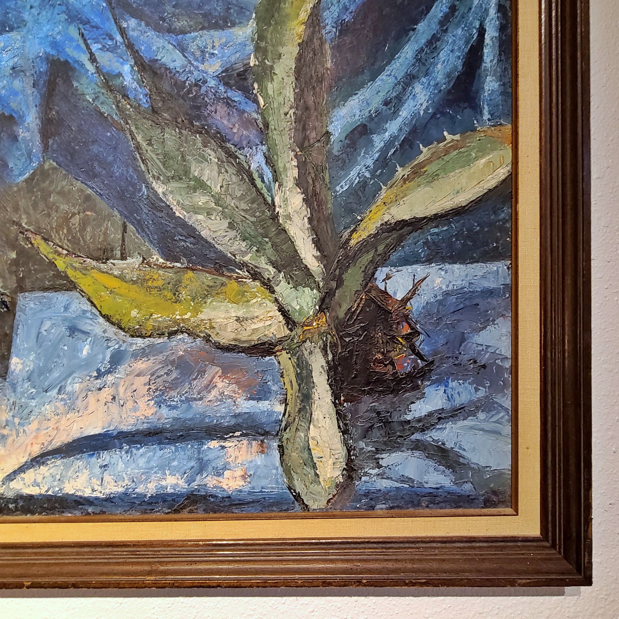 JOHN BAGGETT IMPASTO OIL ON MASONITE  STILL LIFE WITH YUCCA