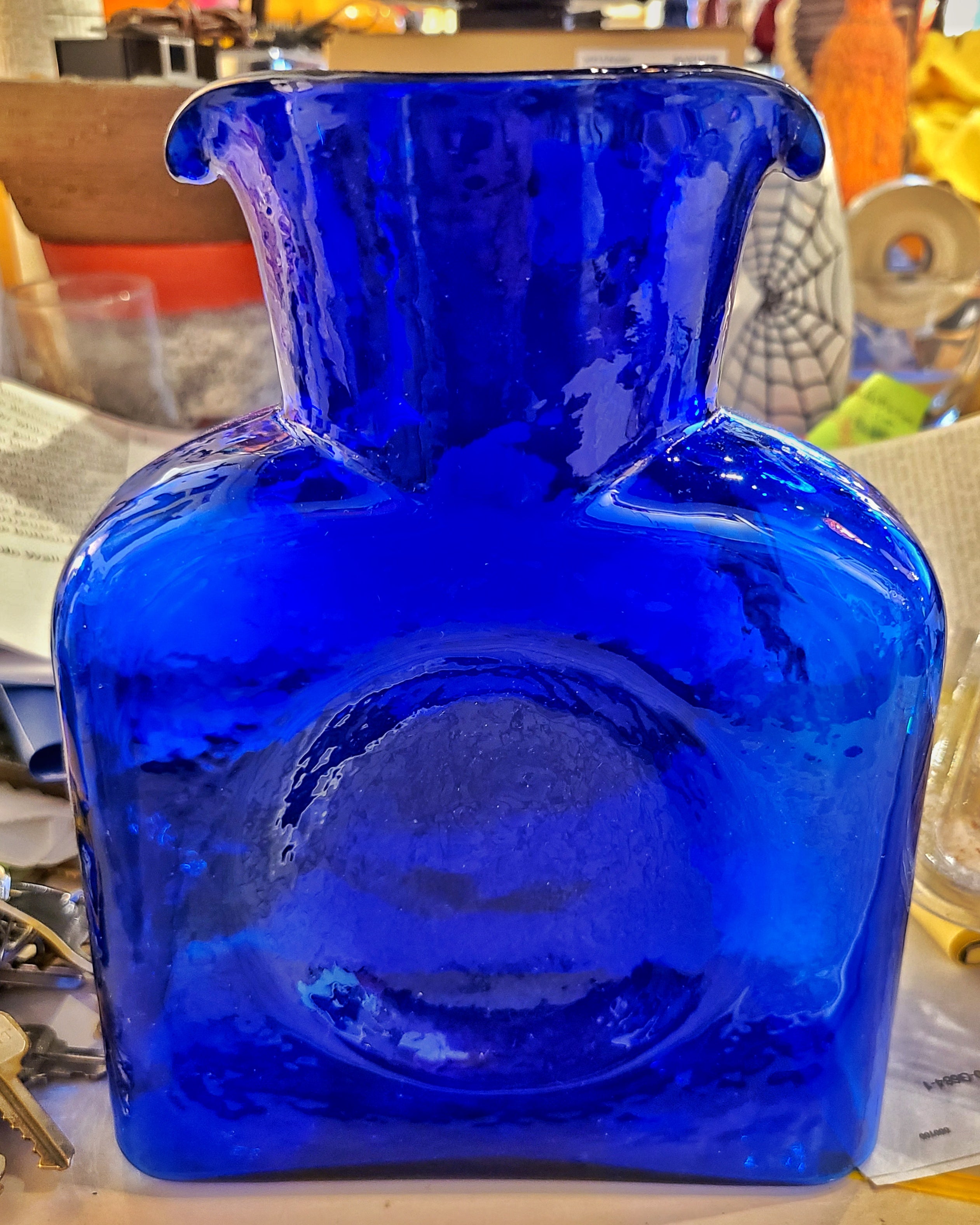 COBALT BLUE BLENKO GLASS WATER BOTTLE (2006)