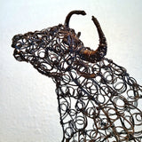 TWISTED WIRE SCULPTURE OF BANDERILLERO AND BULL