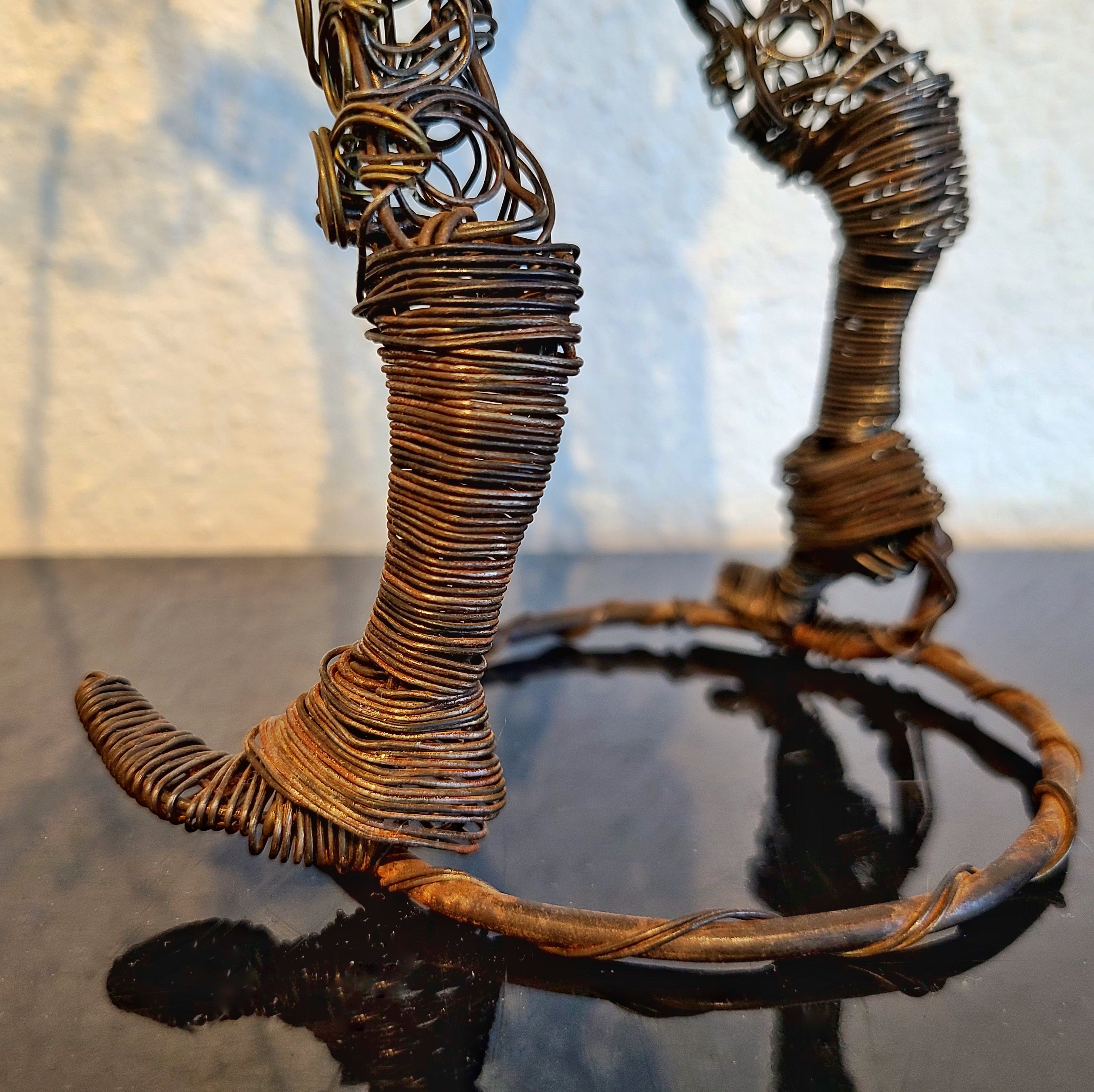 TWISTED WIRE SCULPTURE OF BANDERILLERO AND BULL