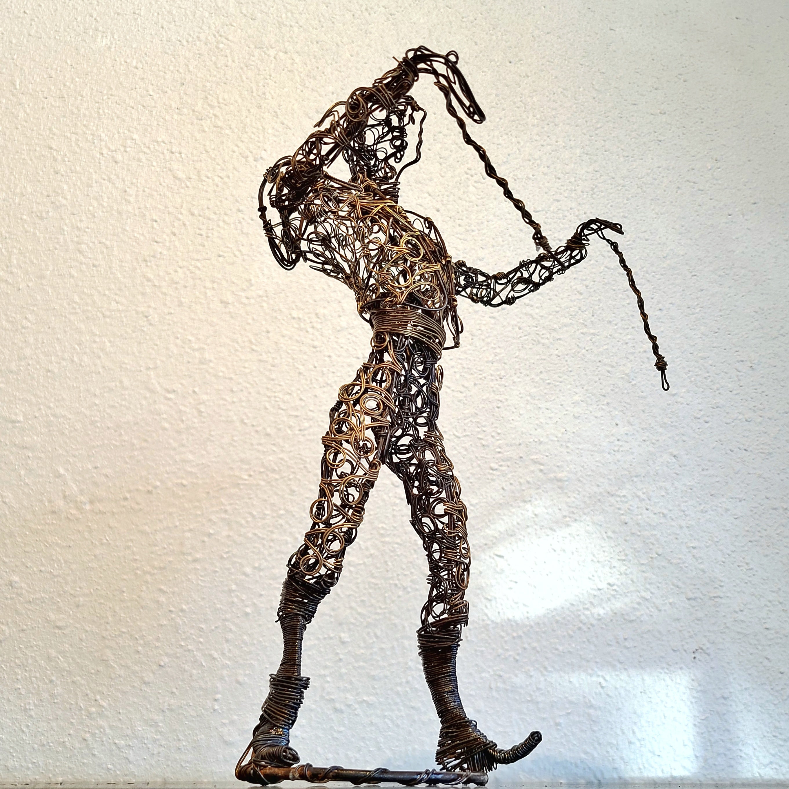 TWISTED WIRE SCULPTURE OF BANDERILLERO AND BULL
