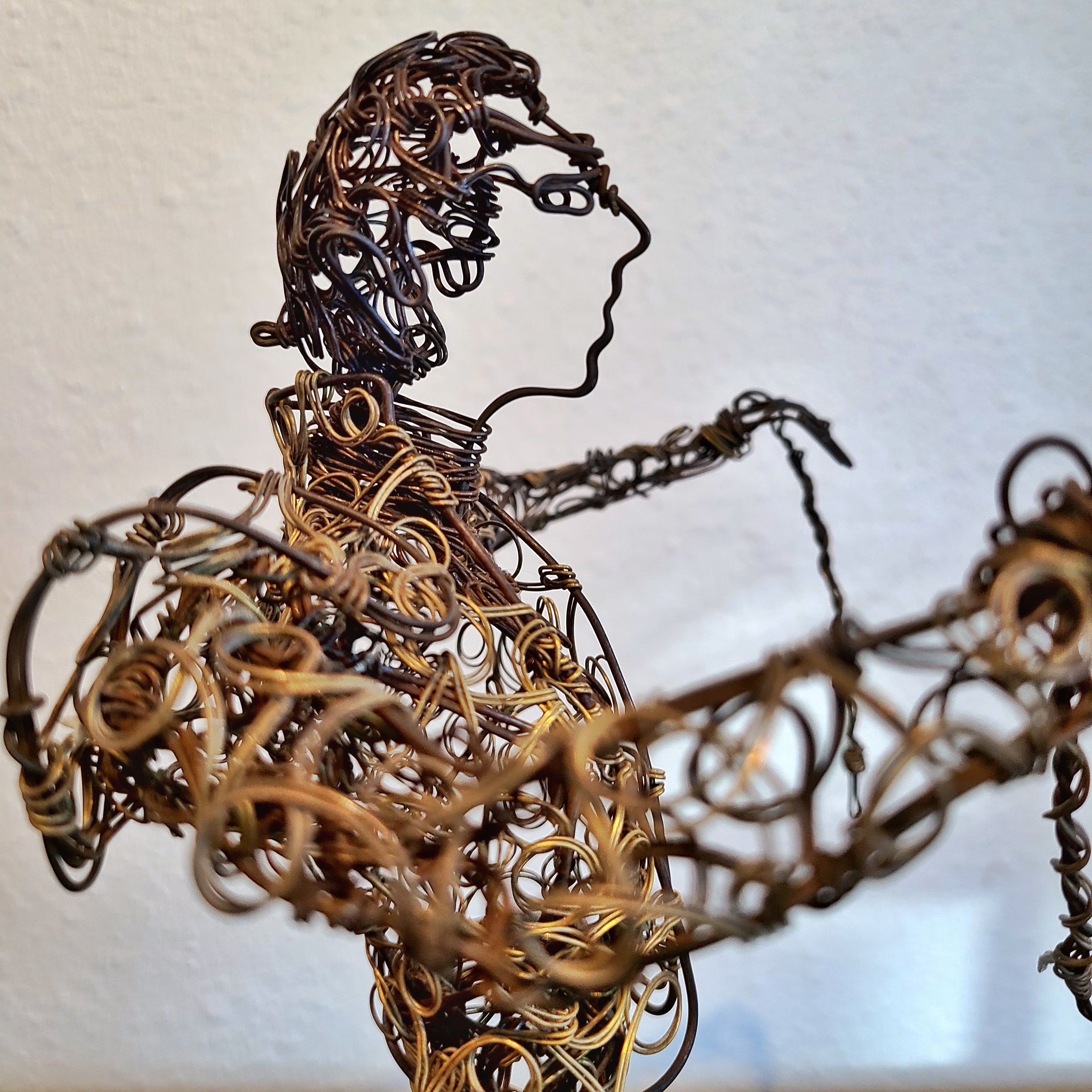 TWISTED WIRE SCULPTURE OF BANDERILLERO AND BULL