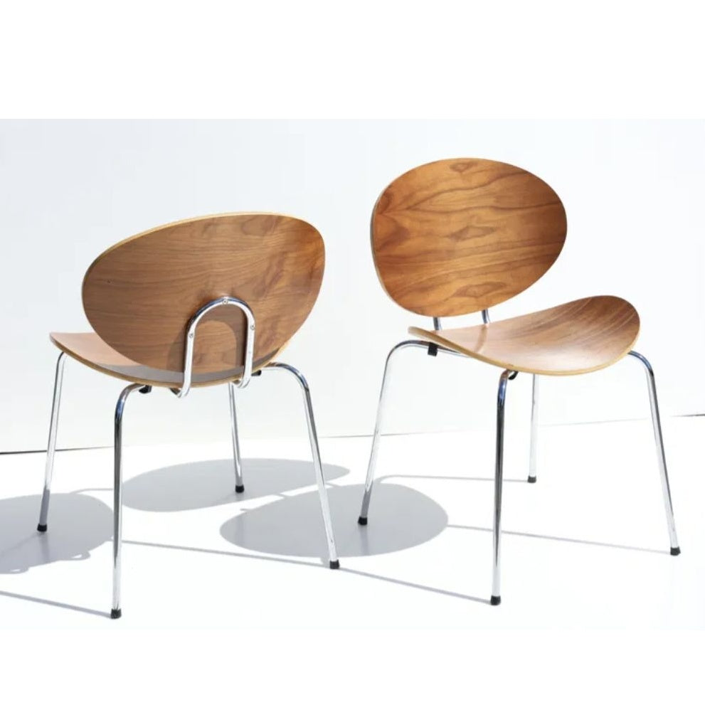 SET OF FOUR STACKING MOLDED PLYWOOD “POTATO CHIP” CHAIRS