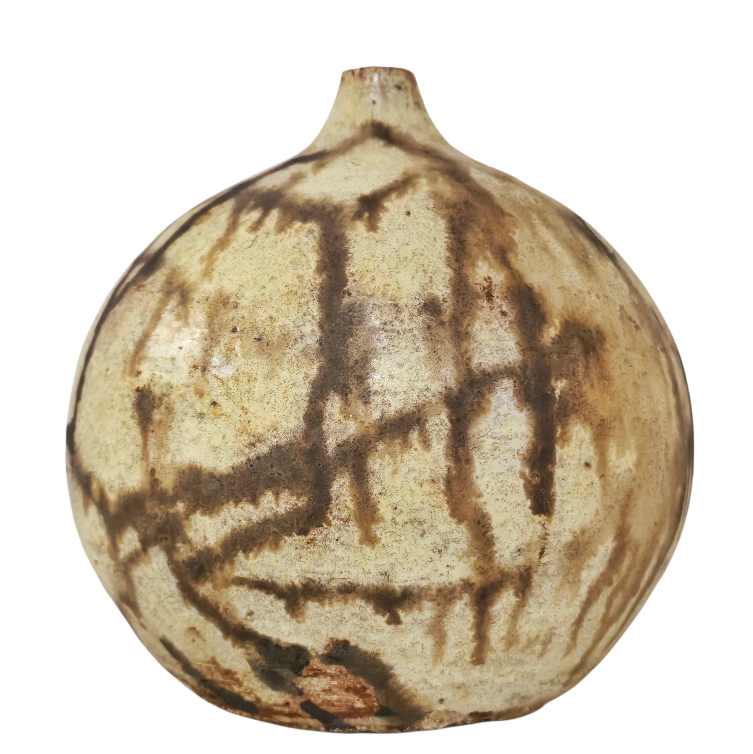 EARLY GERHARD LIEBENTHRON STUDIO POTTERY MOON VASE (1969)