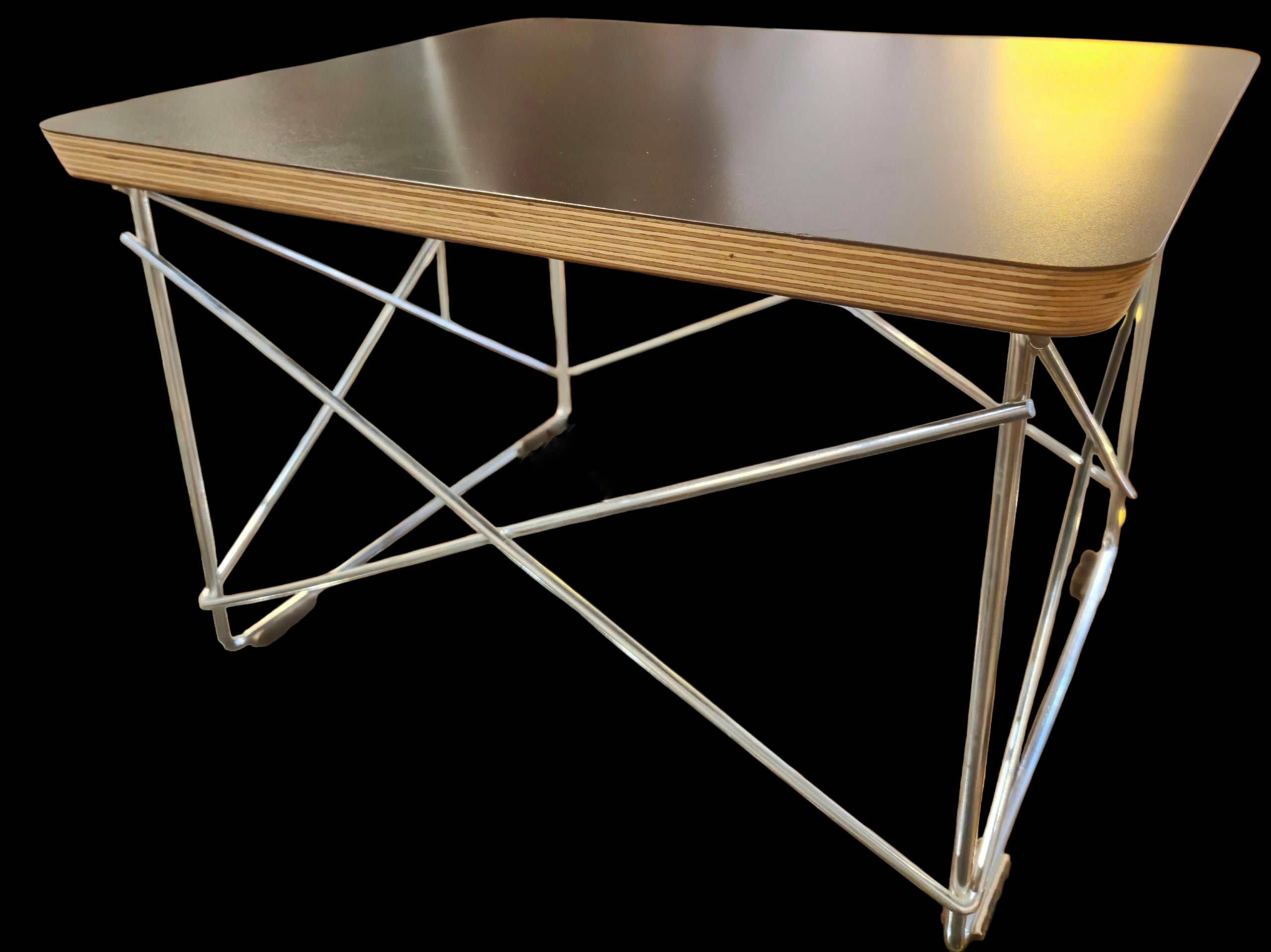 EAMES ‘LTR’ OCCASIONAL TABLE WITH BLACK FORMICA TOP FOR HERMAN MILLER
