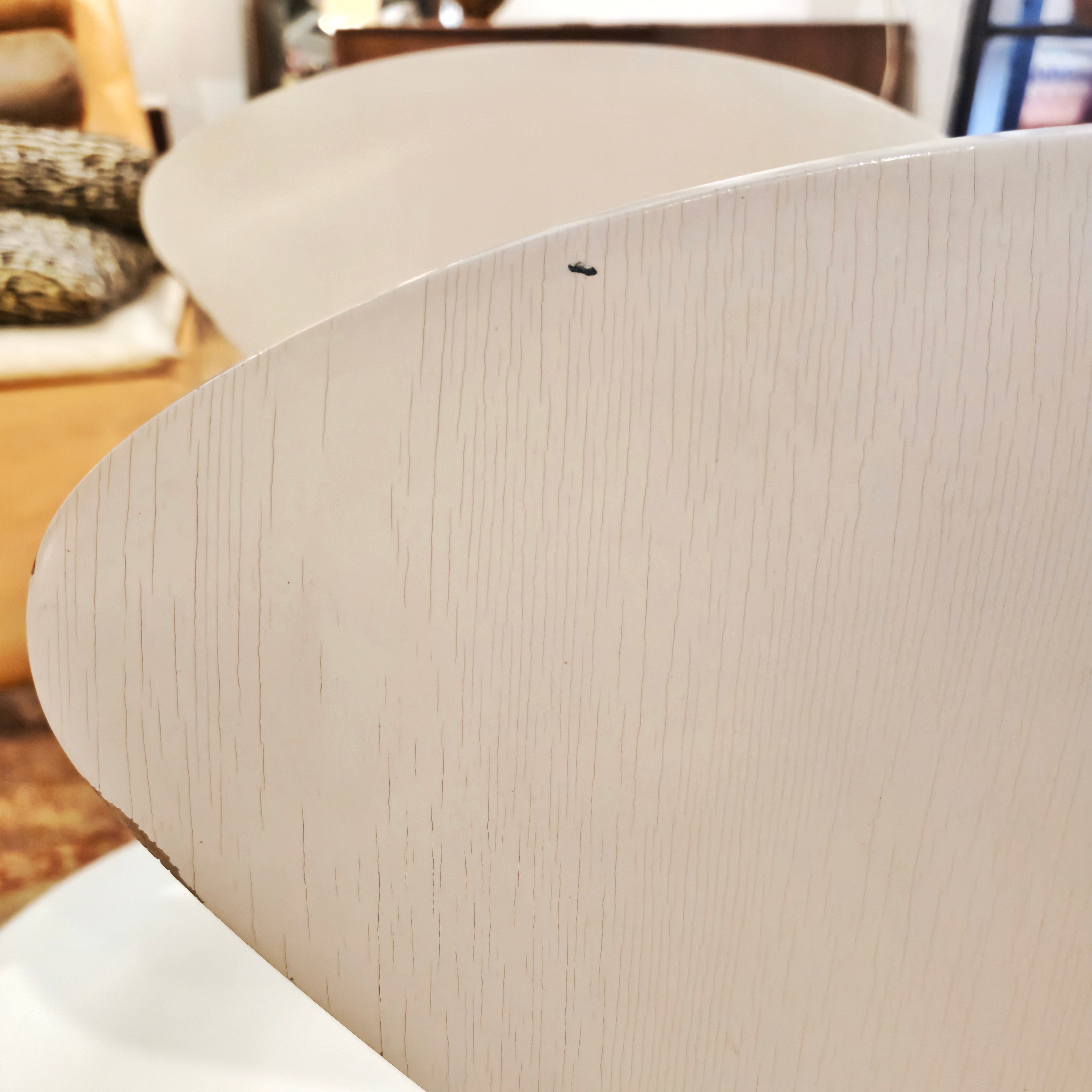 SET OF FOUR WHITE LACQUER STACKING CHAIRS BY NORMAN CHERNER