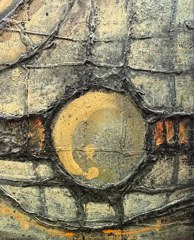 FRAMED IMPASTO OIL-ON-BOARD ABSTRACT PAINTING (1980s)