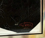 SIGNED BLACK & WHITE OIL-ON-CANVAS OP ART NUDE (1970s)