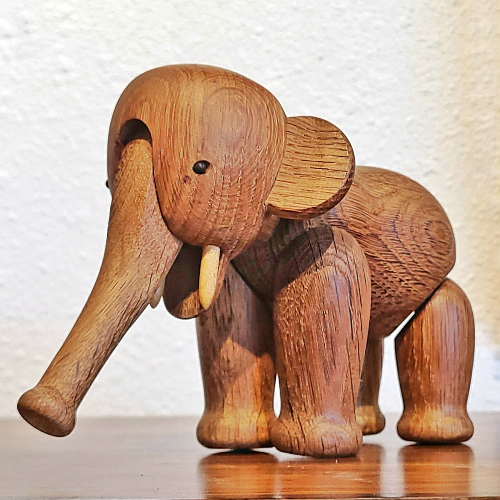 EARLY ORIGINAL ARTICULATED OAK ELEPHANT BY KAY BOJESEN (DENMARK