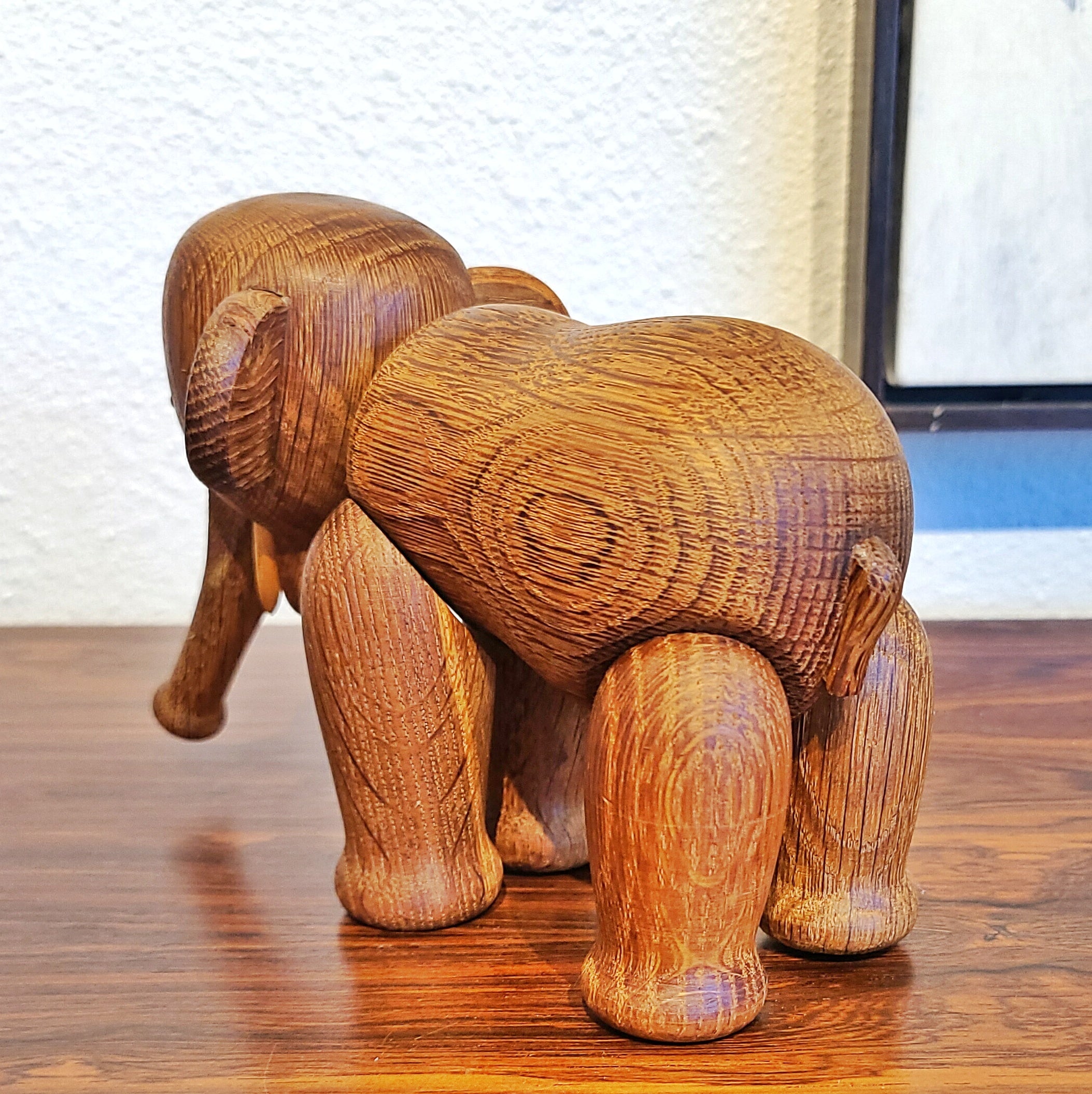 EARLY ORIGINAL ARTICULATED OAK ELEPHANT BY KAY BOJESEN (DENMARK)