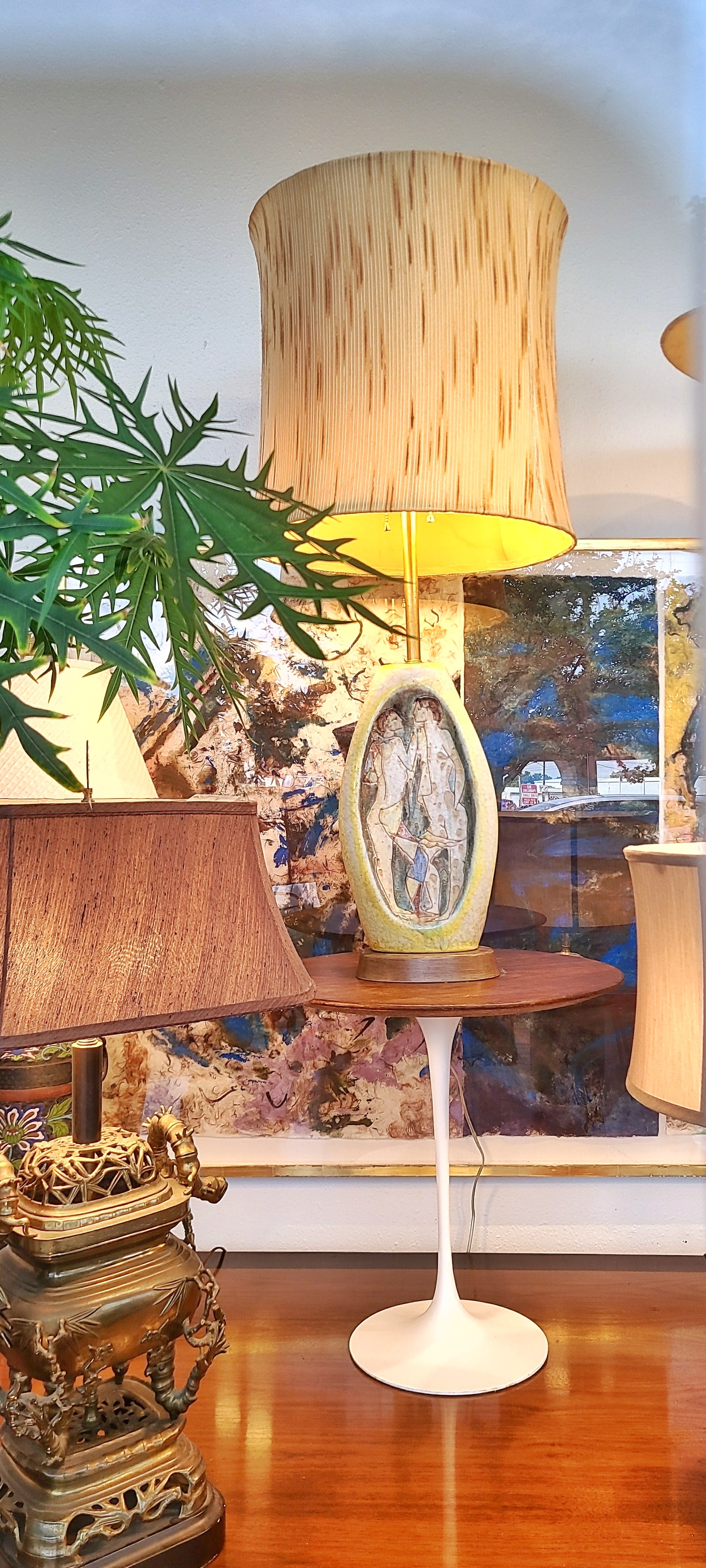 TALL MARCELLO FANTONI TABLE LAMP WITH FIGURES