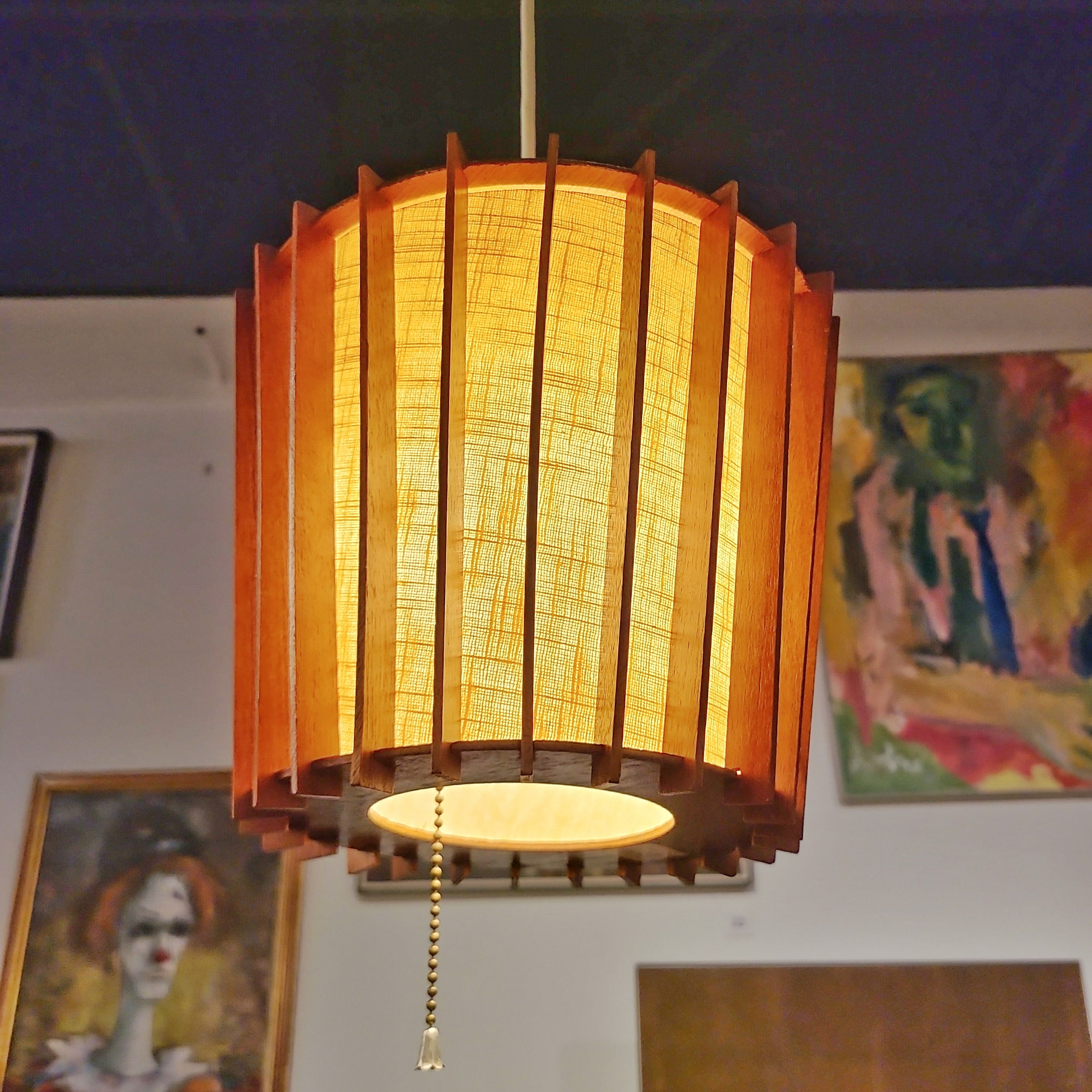 TEAK BAFFLE PENDANT/SWAG LAMP (CANADA)