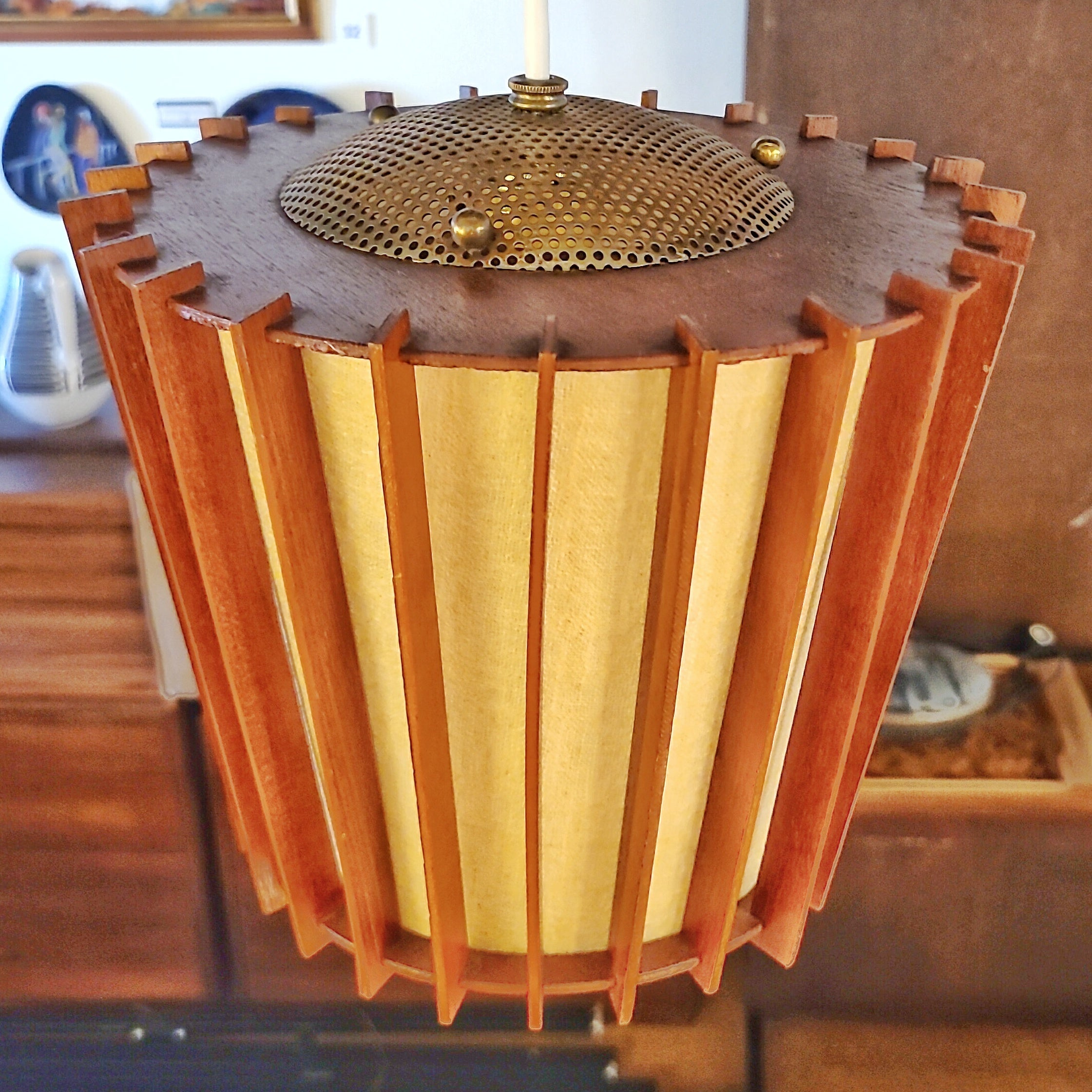 TEAK BAFFLE PENDANT/SWAG LAMP (CANADA)
