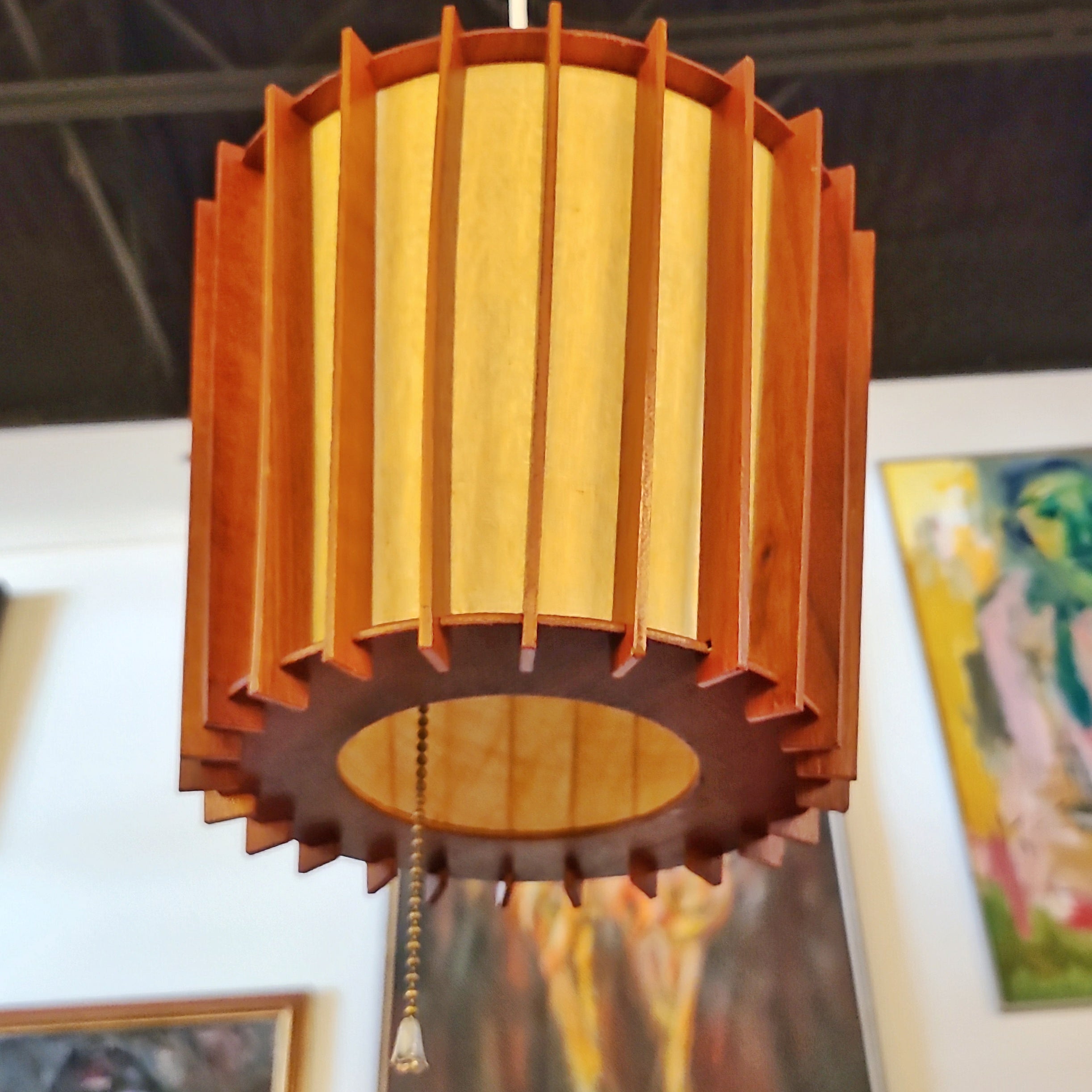 TEAK BAFFLE PENDANT/SWAG LAMP (CANADA)