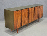FIVE-DOOR ROSEWOOD VENEER CREDENZA/STORAGE CABINET (1960s)