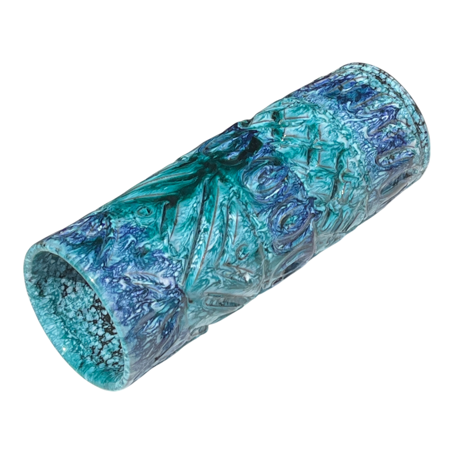 TALL NUOVO RINASCIMENTO BLUE & AQUA CYLINDER VASE (ITALY)