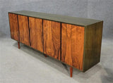 FIVE-DOOR ROSEWOOD VENEER CREDENZA/STORAGE CABINET (1960s)