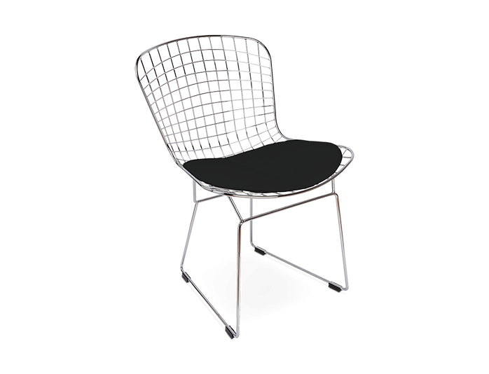 CHROME BERTOIA SIDE CHAIR WITH FABRIC SEAT PAD FOR KNOLL (2 AVAILABLE)