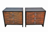 EBONIZED NIGHTSTANDS WITH ROSEWOOD DRAWER FRONTS (PAIR)
