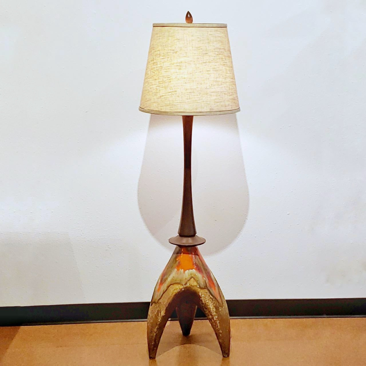 CERAMIC FLOOR LAMP IN THE STYLE OF MAURICE CHALVIGNAC