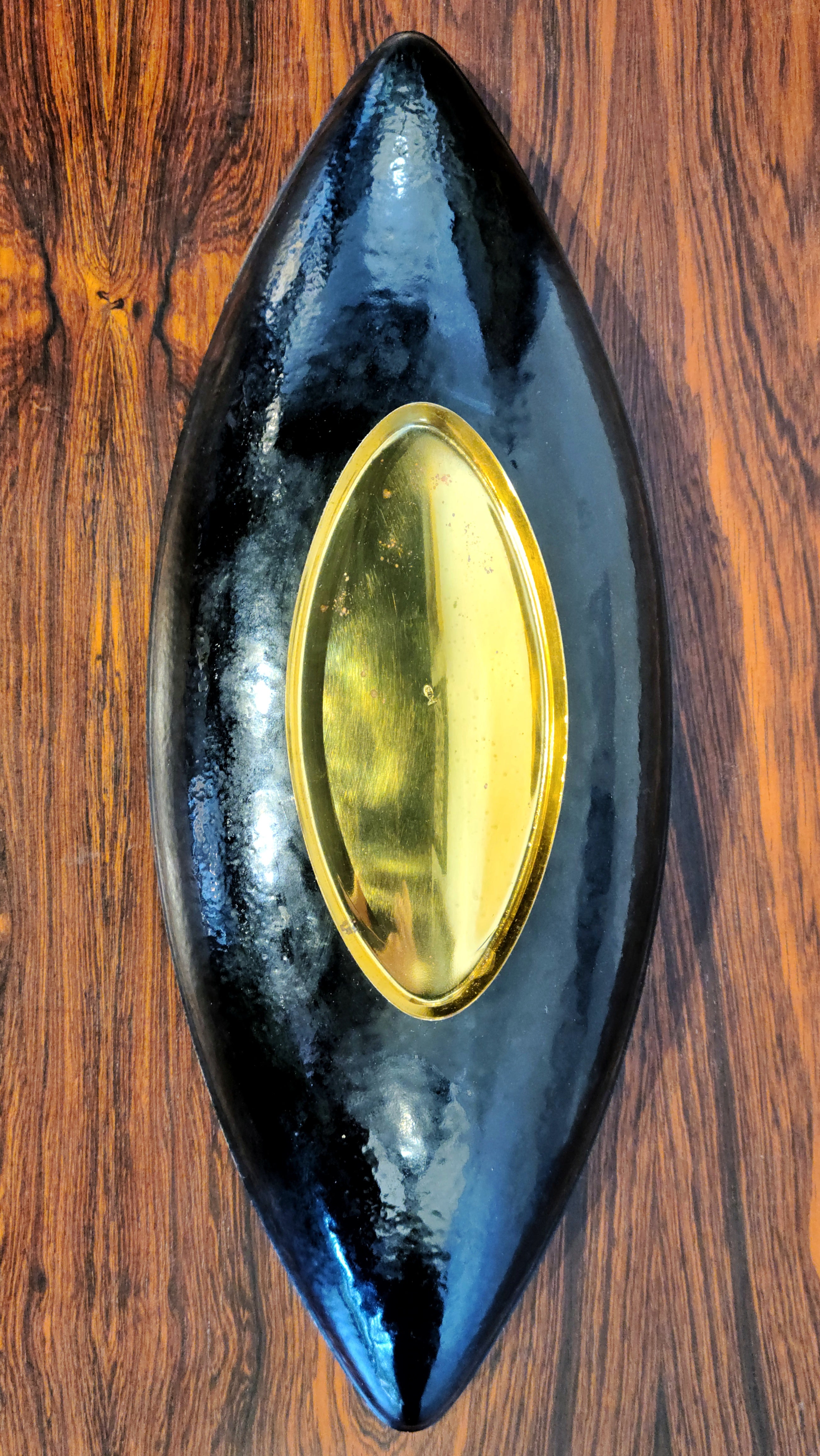 LONG VEB FISHLAND ENAMEL ON BRASS BOWL