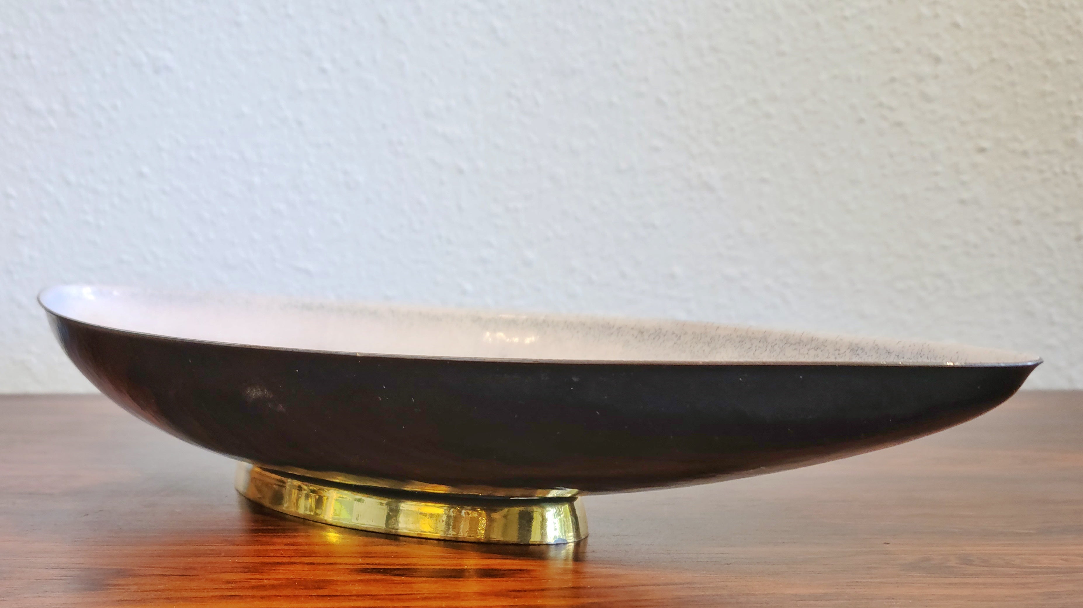 LONG VEB FISHLAND ENAMEL ON BRASS BOWL