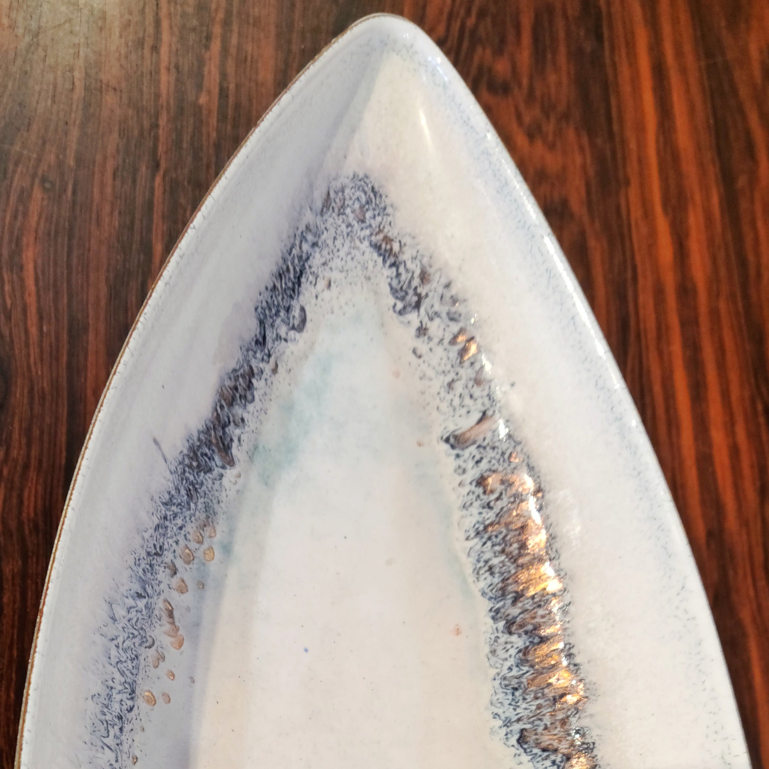 LONG VEB FISHLAND ENAMEL ON BRASS BOWL