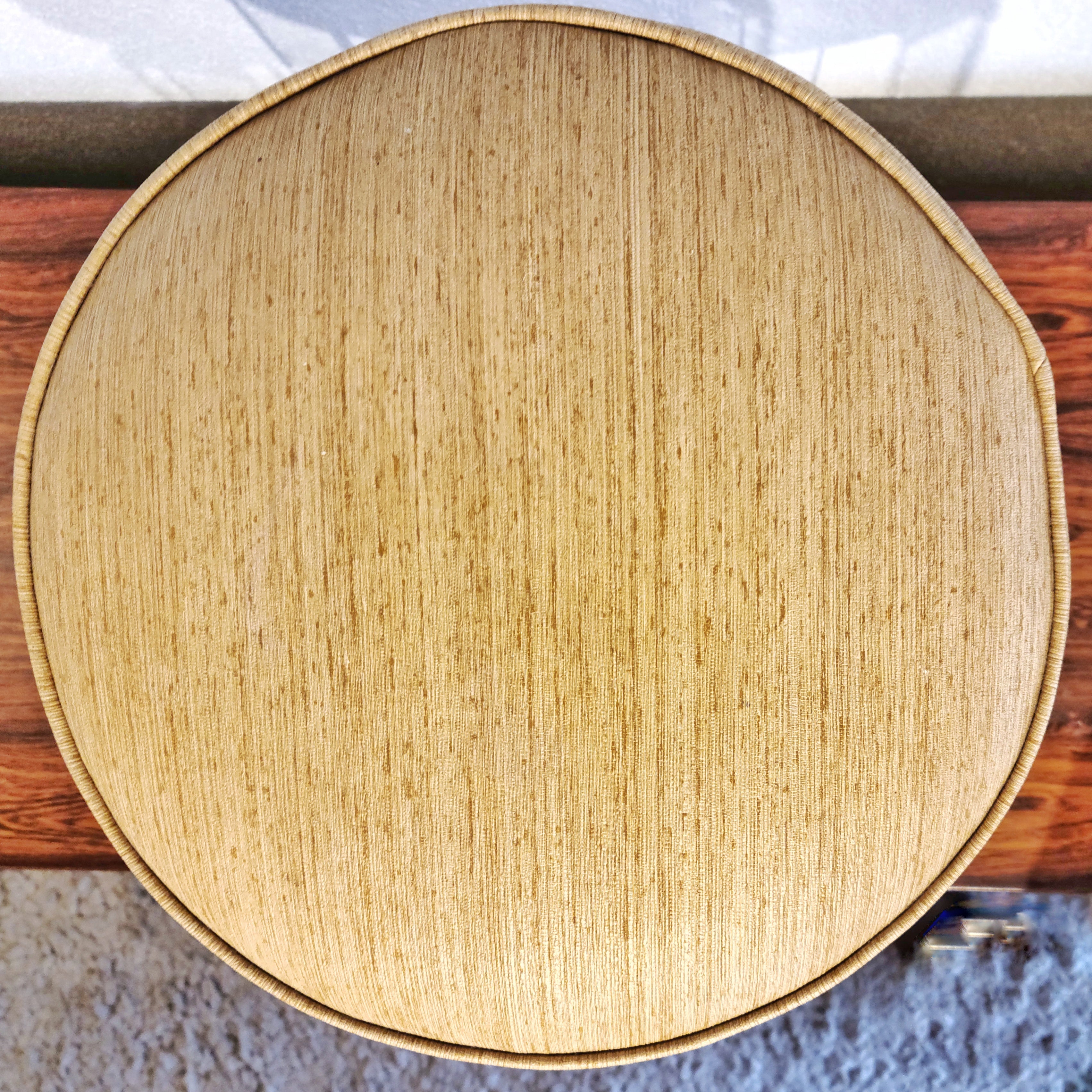 VINTAGE LUCITE STOOL WITH TEXTURED VINYL UPHOLSTERY