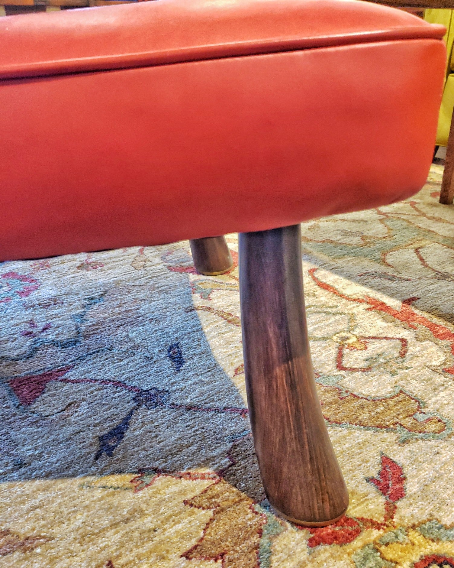 EDWARD WORMLEY LEATHER & ROSEWOOD OTTOMAN FOR DUNBAR
