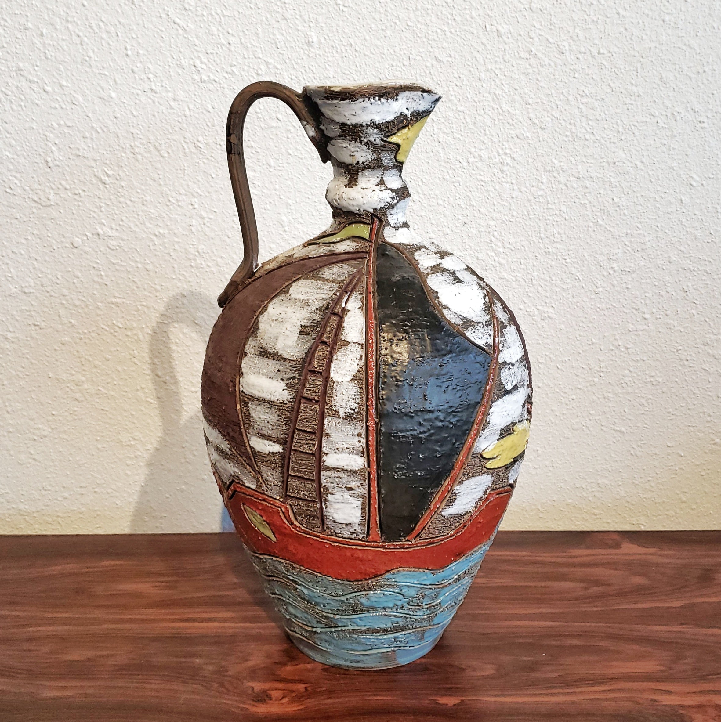 FRATELLI FANCIULLACCI JUG VASE WITH NAUTICAL MOTIF (36 cm)