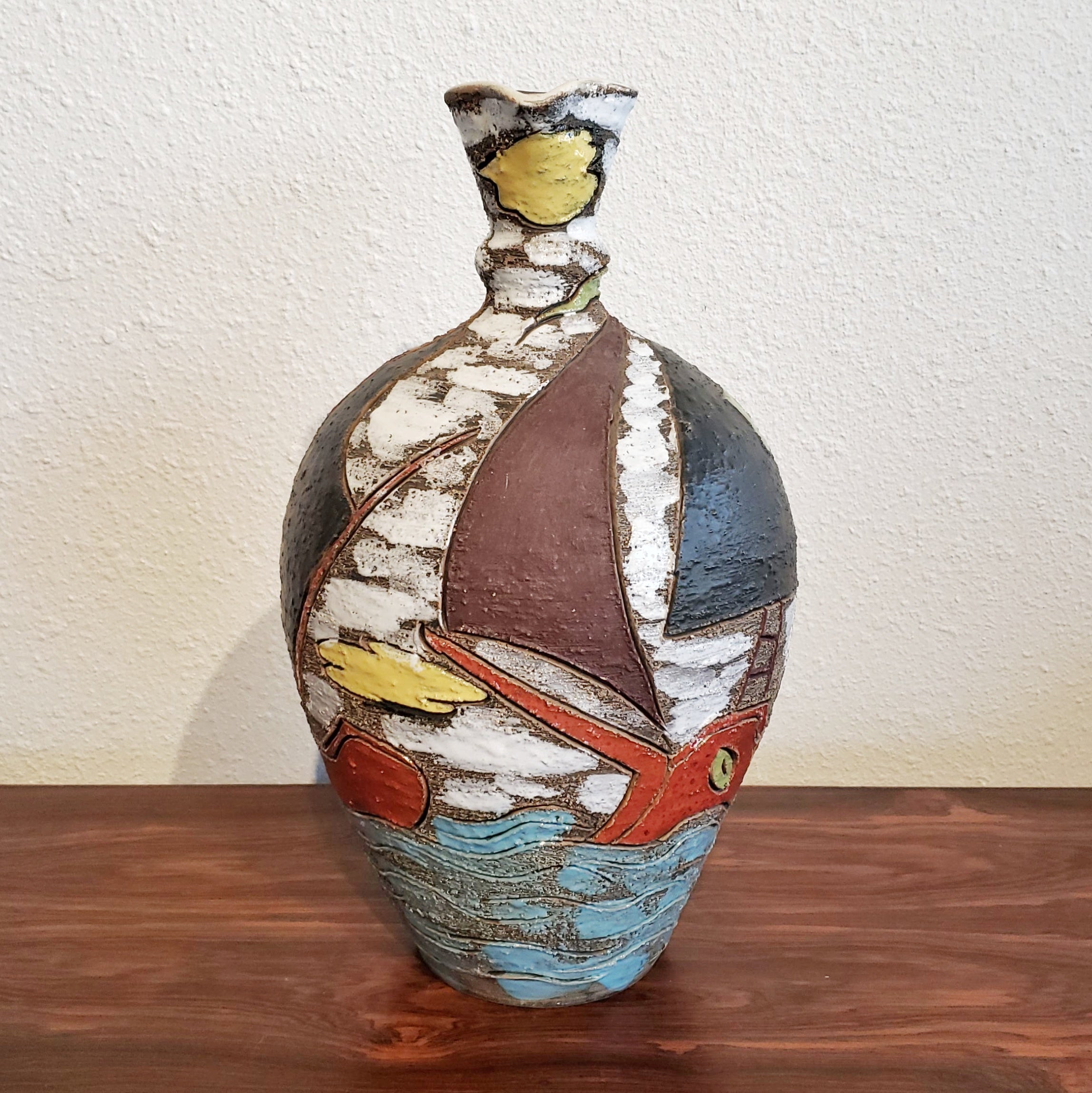 FRATELLI FANCIULLACCI JUG VASE WITH NAUTICAL MOTIF (36 cm)