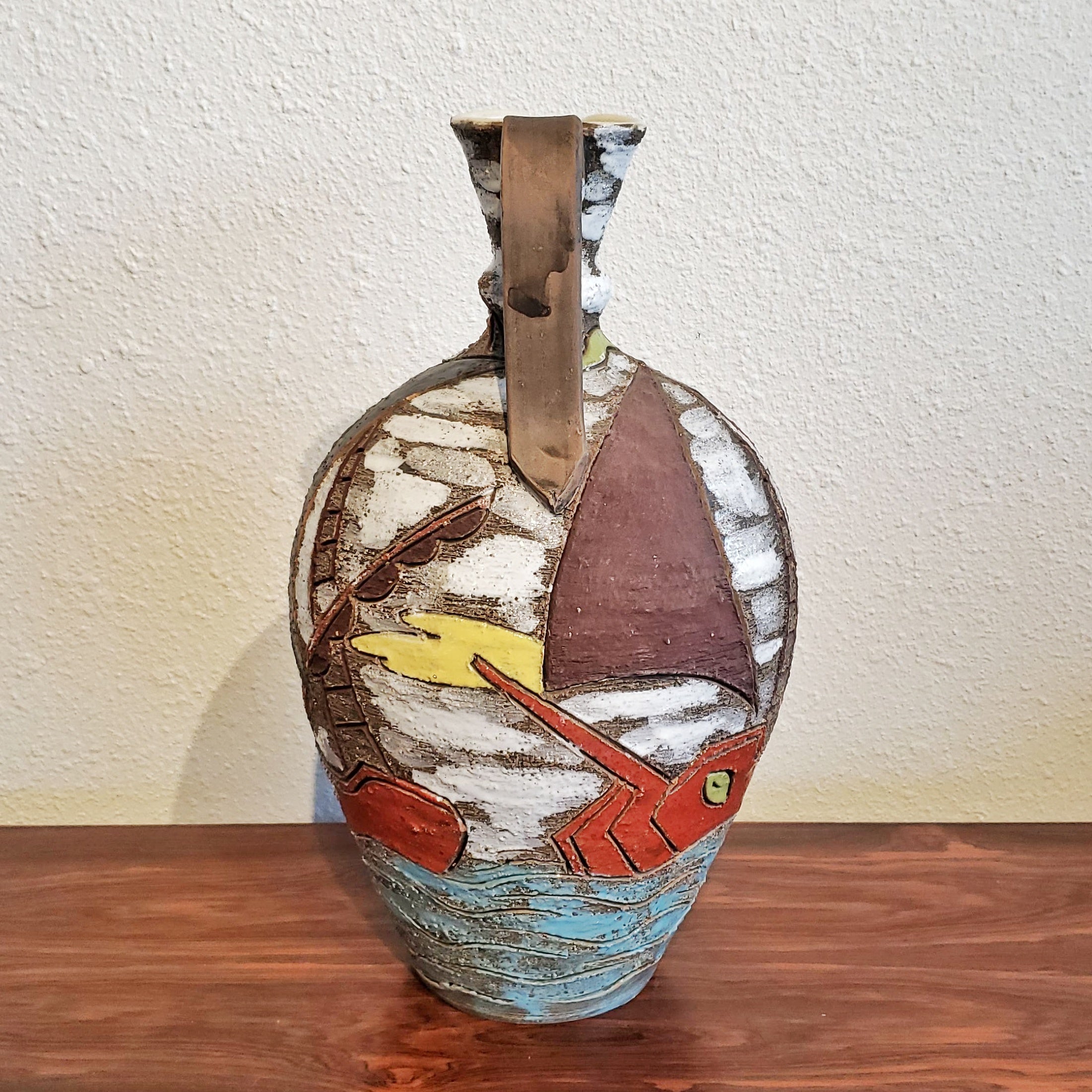FRATELLI FANCIULLACCI JUG VASE WITH NAUTICAL MOTIF (36 cm)