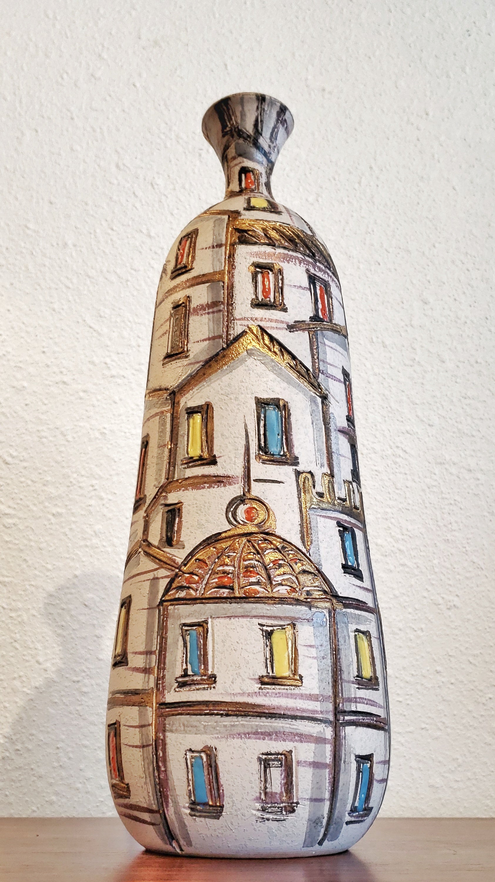 FRATELLI FANCIULLACCI ‘ROOF TOPS’ DÉCOR BOTTLE VASE (ITALY) (A)