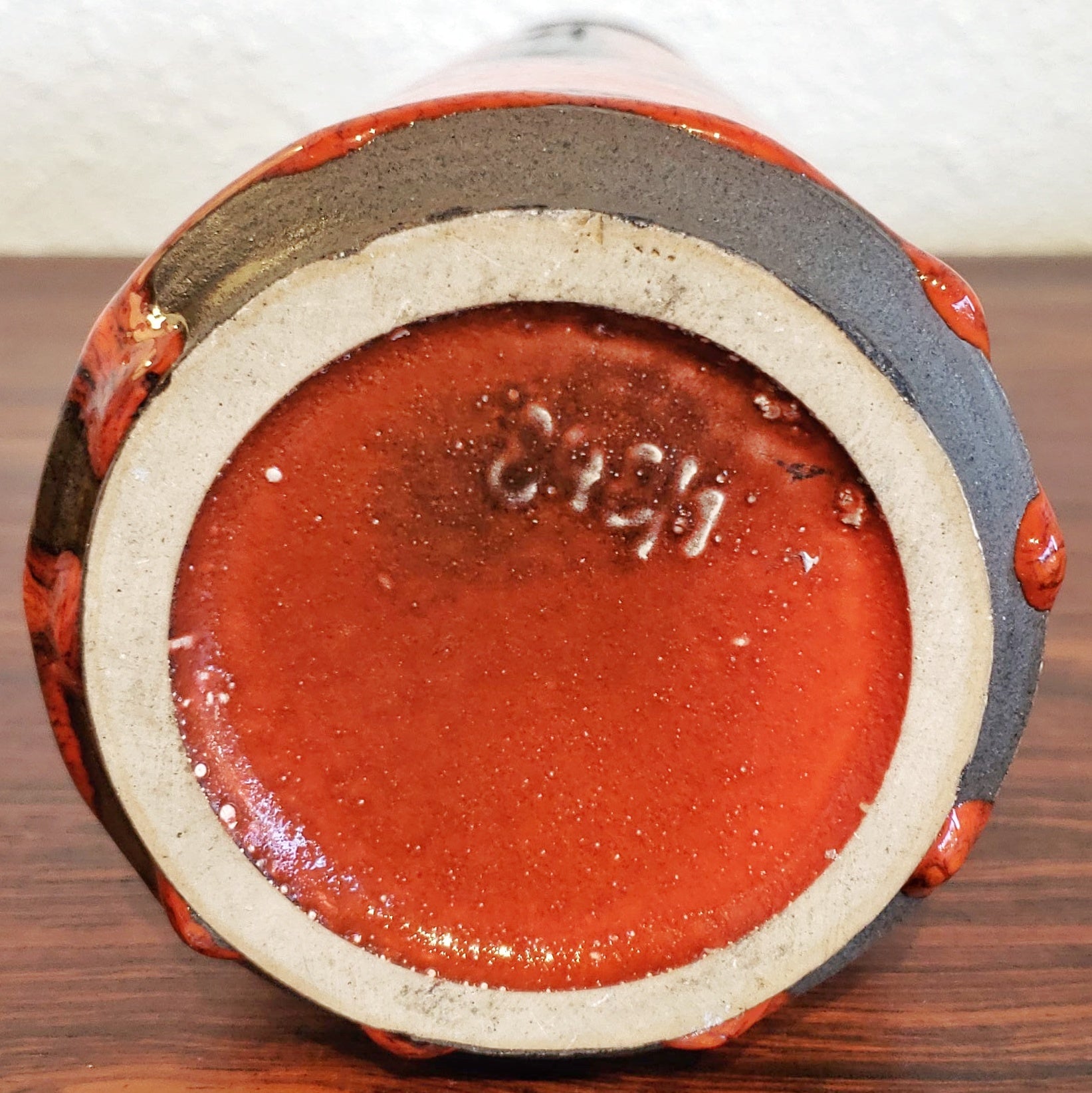 RUSCHA KERAMIK ORANGE AND BLACK ‘COSTA’ DÉCOR VASE Nr. 848/1