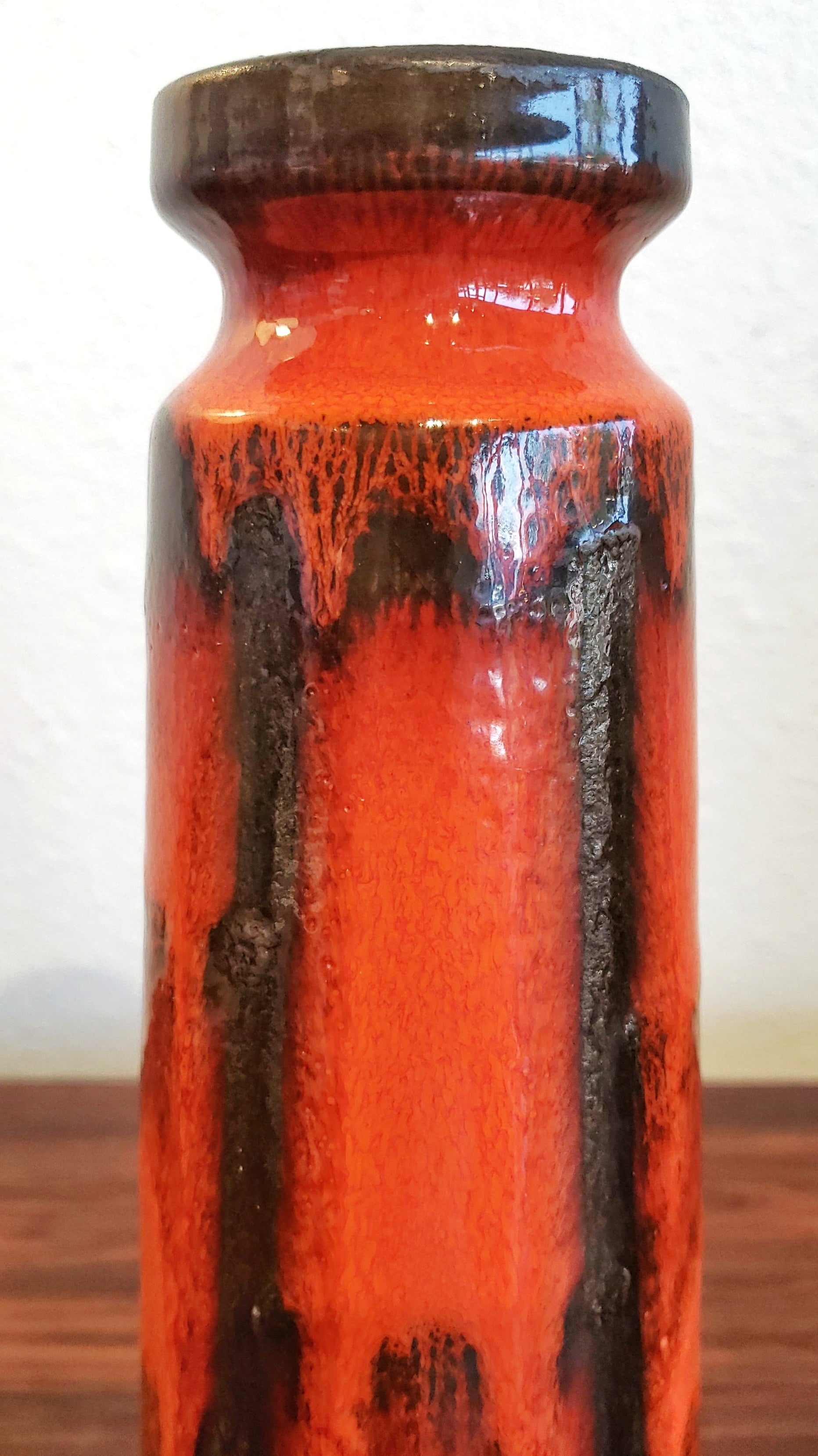 RUSCHA KERAMIK ORANGE AND BLACK ‘COSTA’ DÉCOR VASE Nr. 848/1
