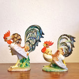 ‘FIGHTING COCKS’ FIGURINES BY URBANO ZACCAGNINI (PAIR)