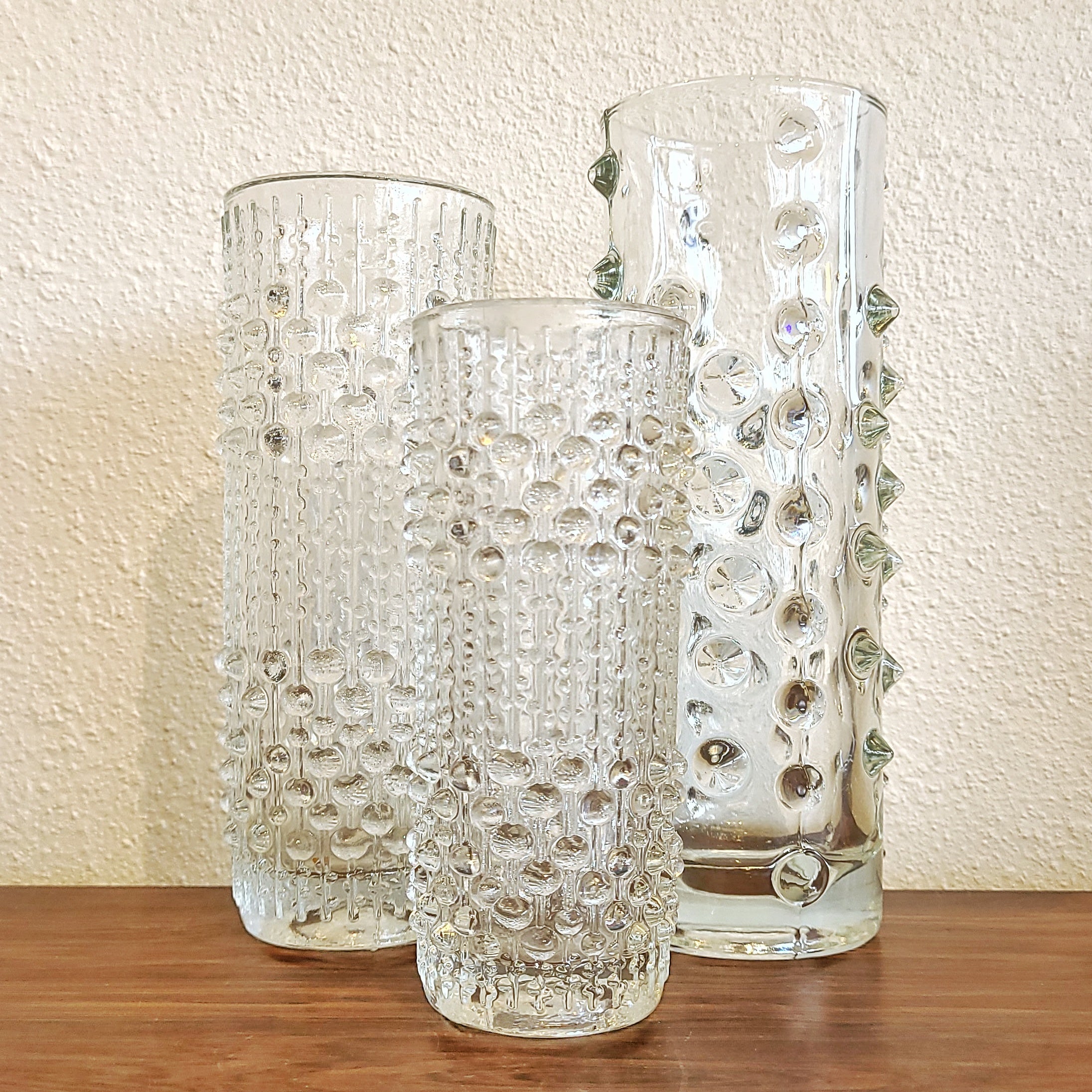 HOBNAIL CYLINDER VASE Nr. 20218 BY PAVEL PANEK FOR HERMANOVA HUT 1971
